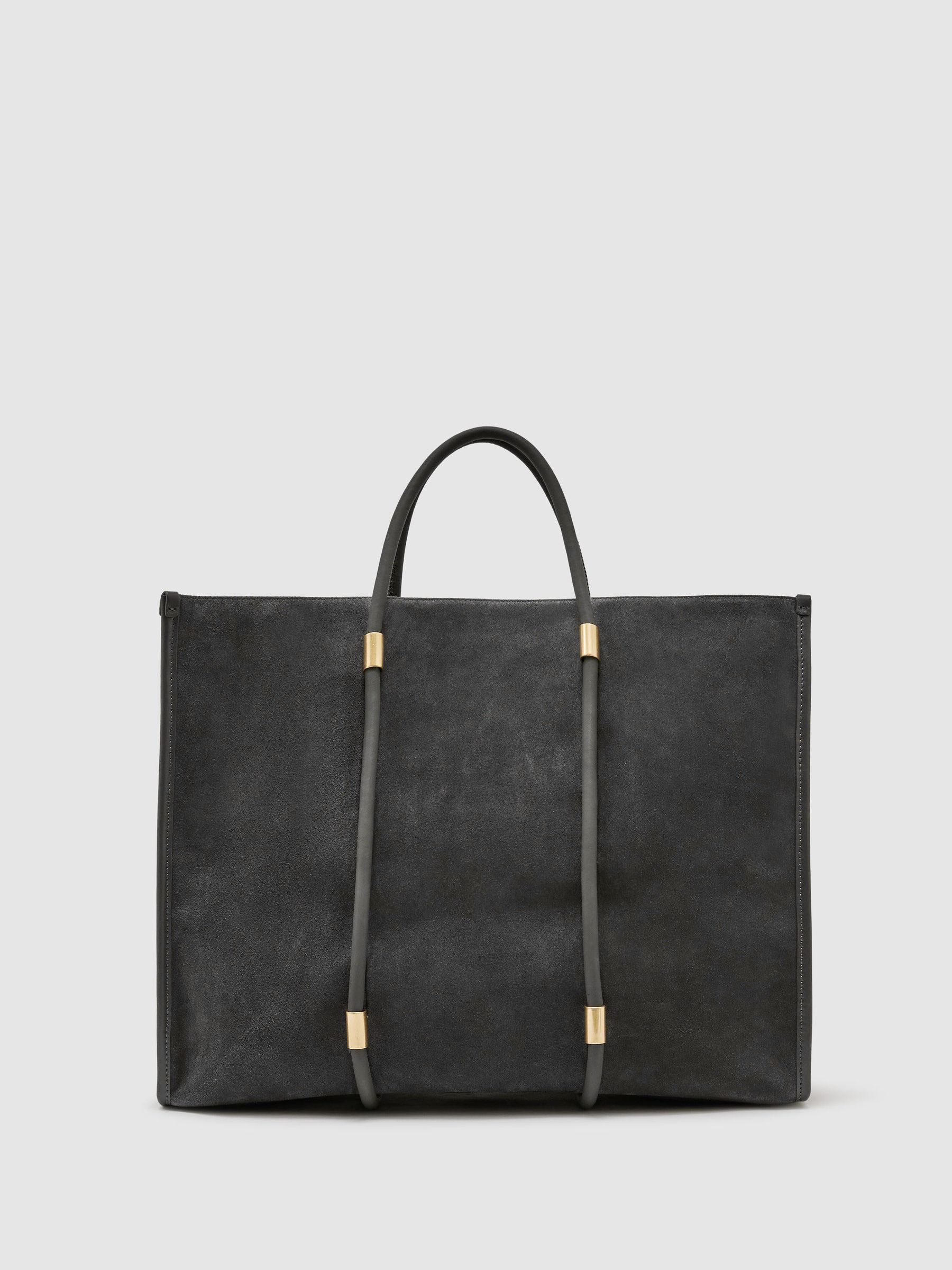 Suede Oversized Tote Bag in Grey - Image 2 of 6 Suede Oversized Tote Bag in Grey - Image 2 of 6