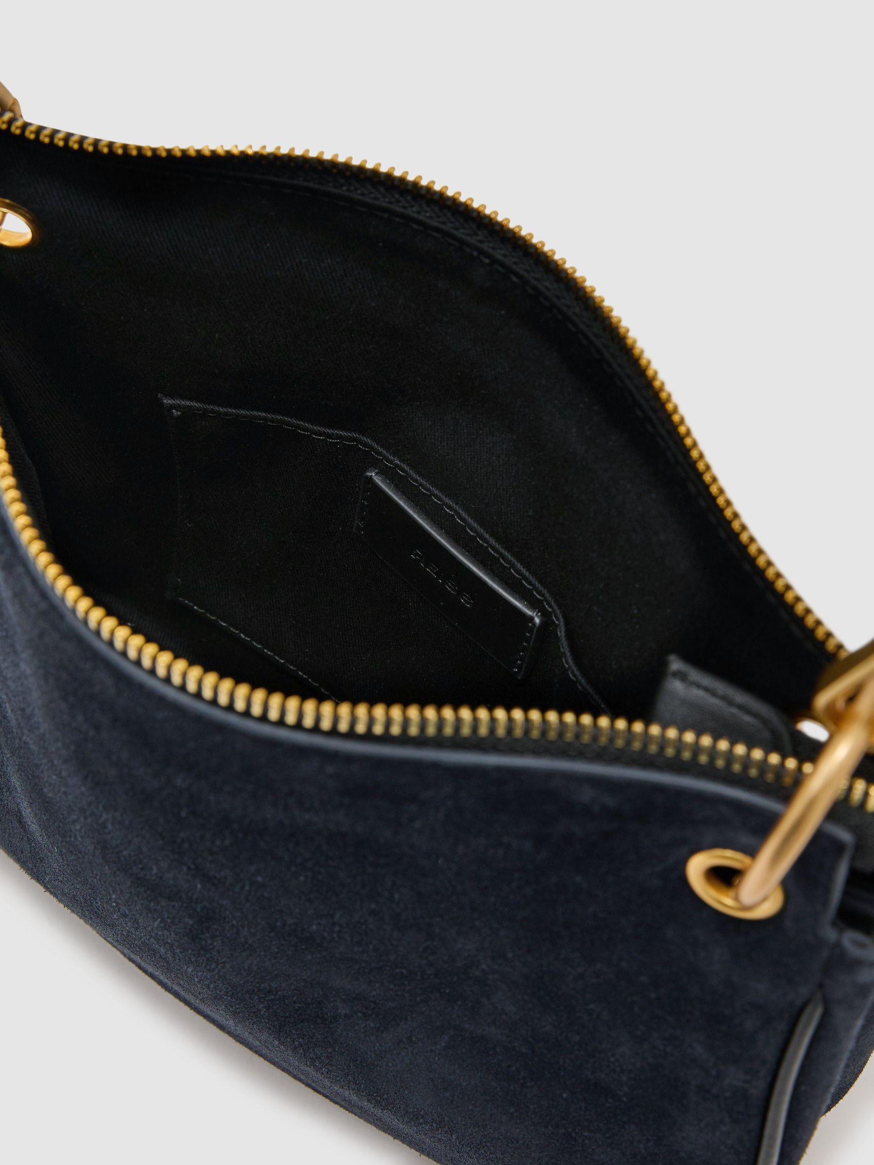 Suede Crossbody Bag in Navy - Image 3 of 5