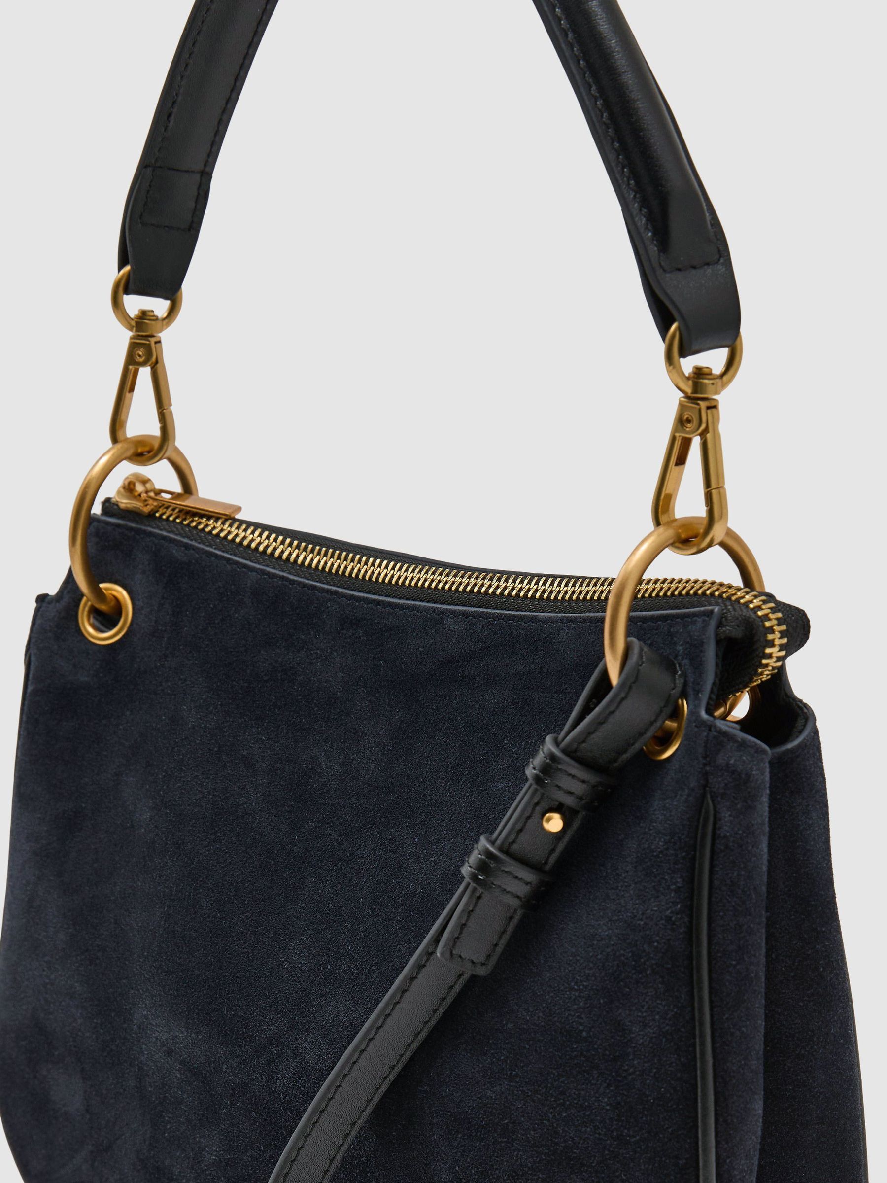 Suede Crossbody Bag in Navy - Image 5 of 5