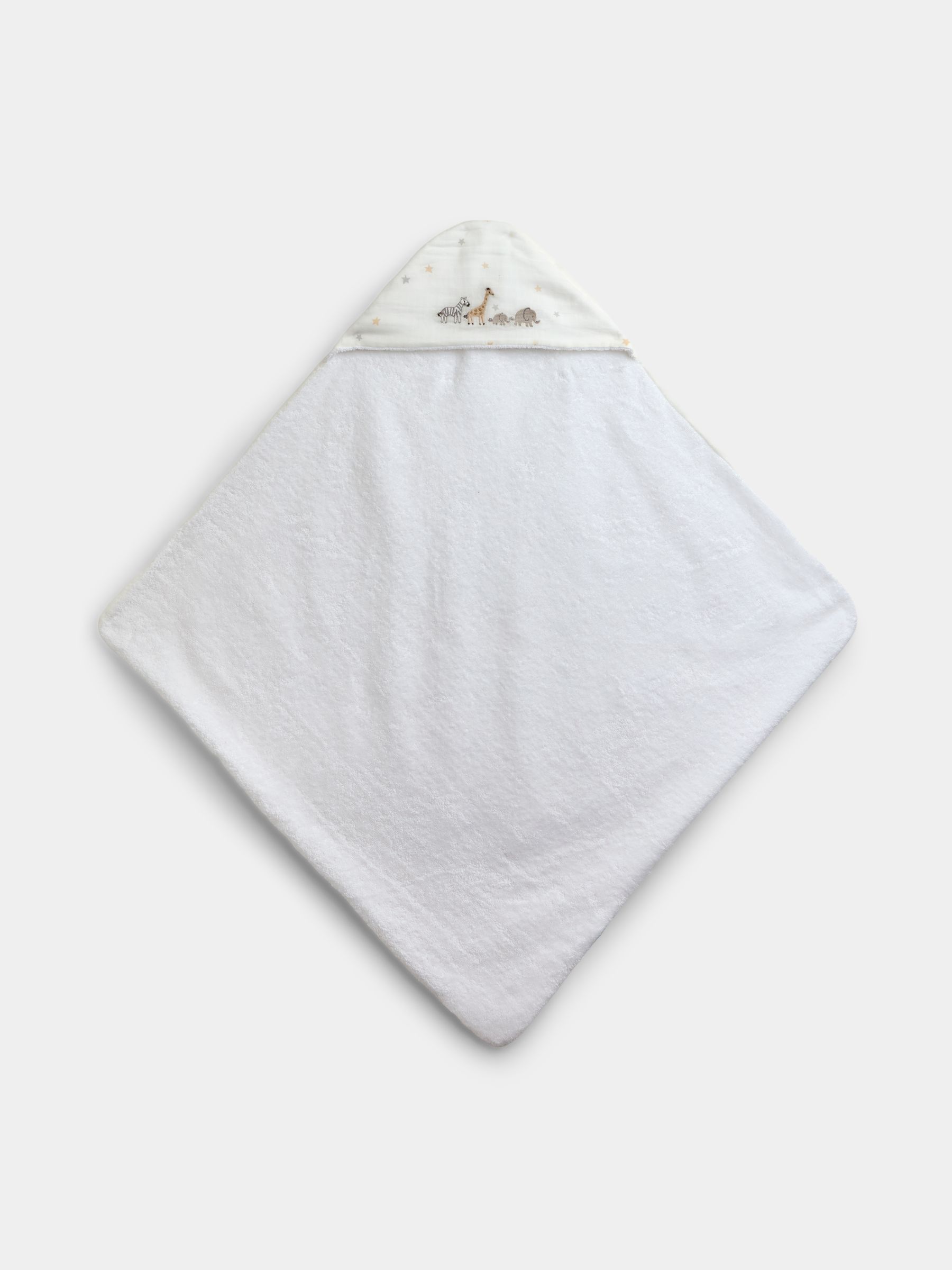 White Safari Embroidered Muslin Hooded Towel - Image 2 of 4