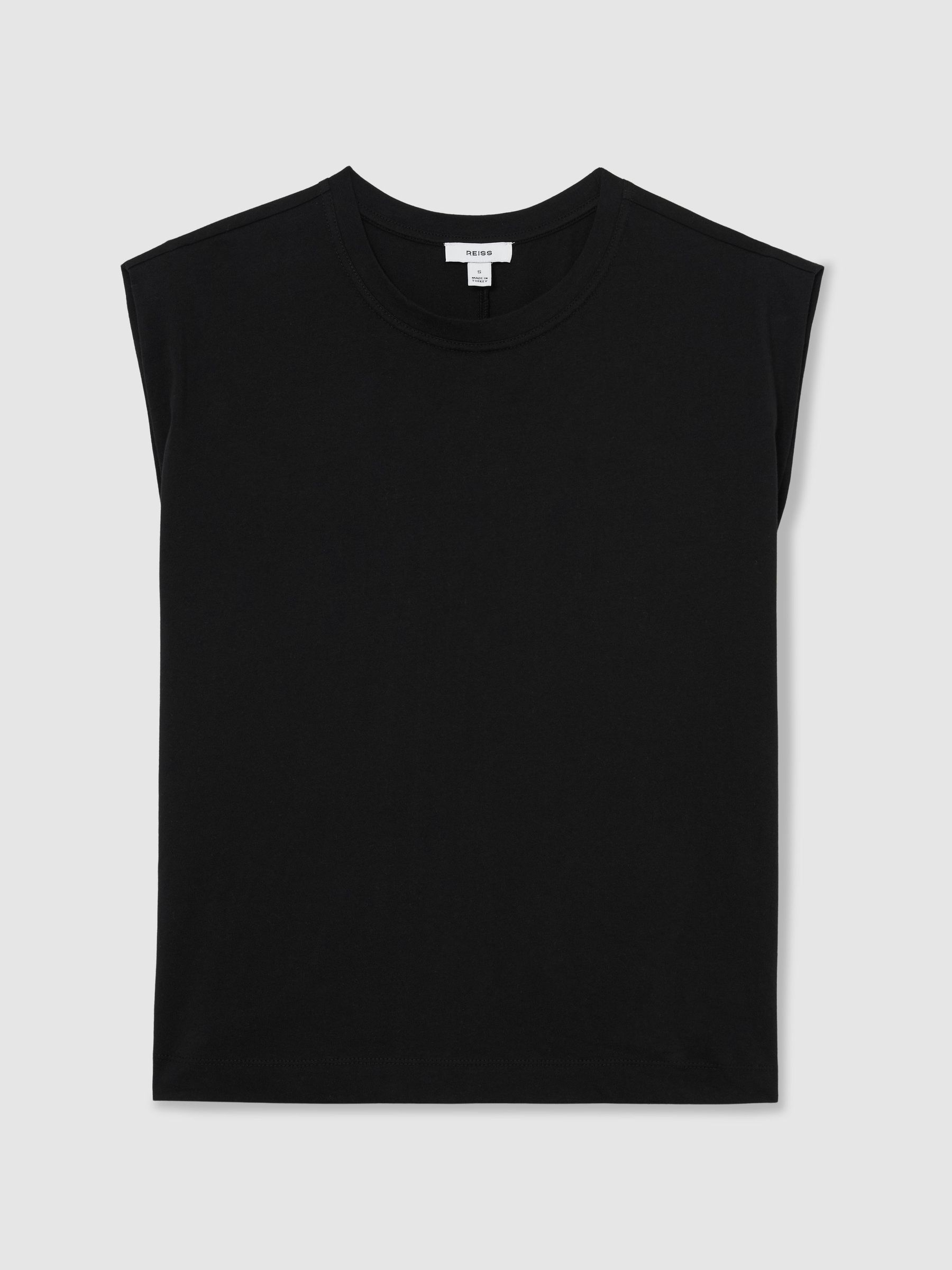 Cotton Cap-Sleeve T-Shirt in Black