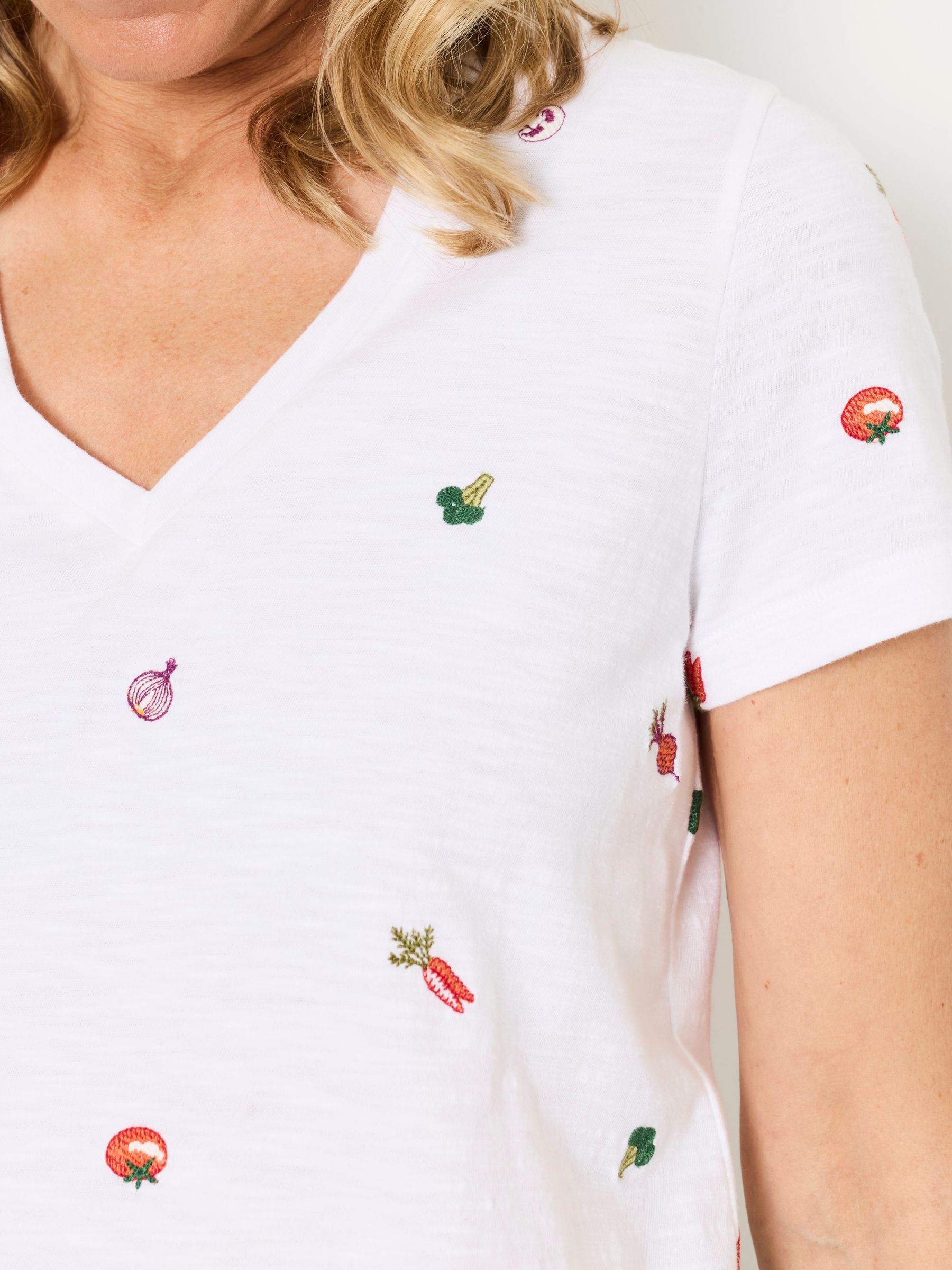Demi White Vegetable Embroidered T Shirt - Image 3 of 6