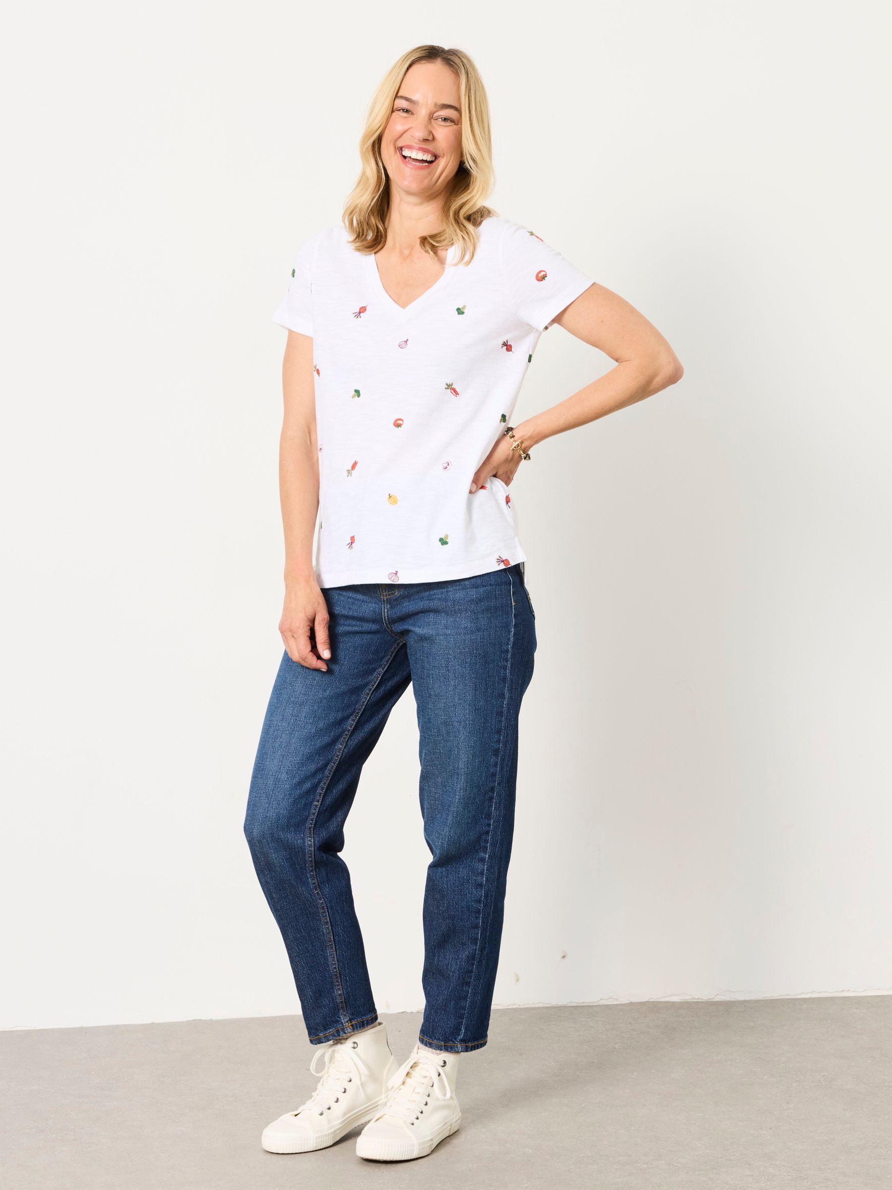 Demi White Vegetable Embroidered T Shirt - Image 4 of 6