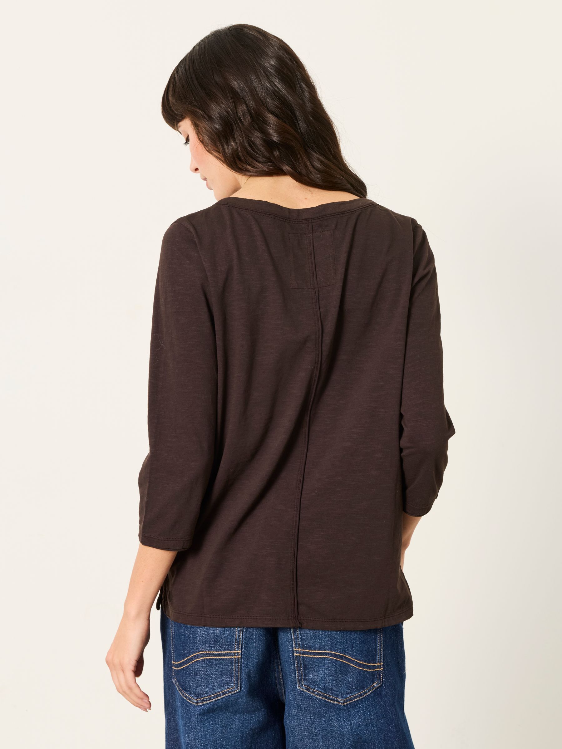 Aster Chocolate Brown 3/4 Sleeve V-Neck T-Shirt - Image 2 of 6