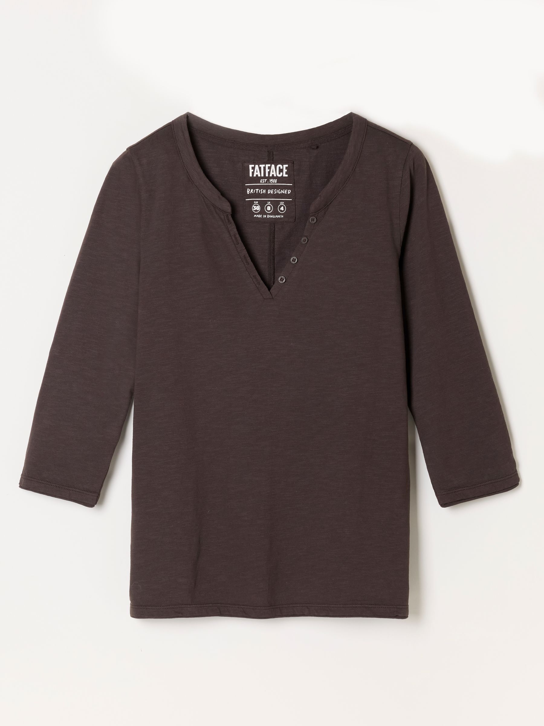 Aster Chocolate Brown 3/4 Sleeve V-Neck T-Shirt - Image 6 of 6