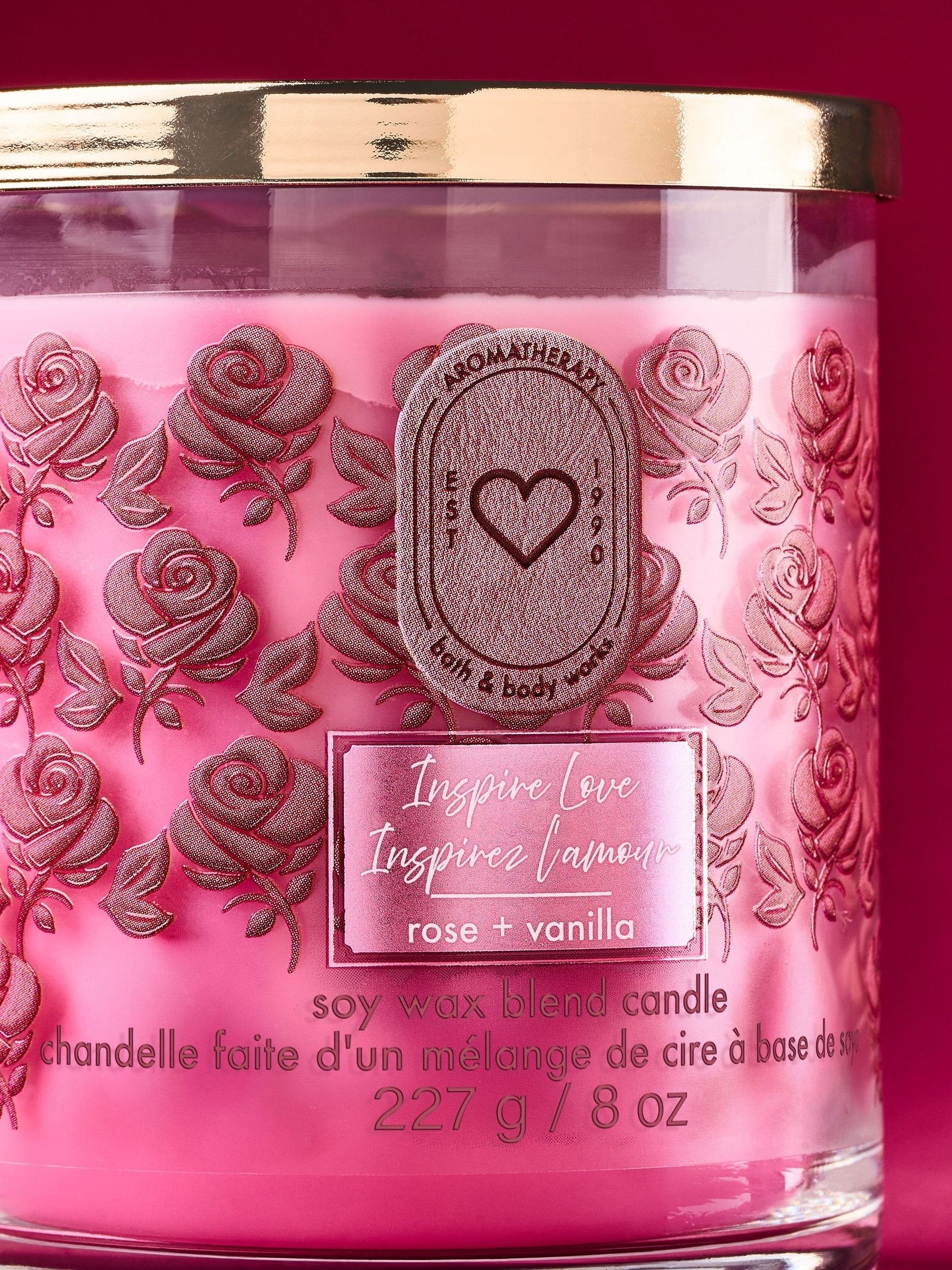 Rose & Vanilla Single Wick Candle 227g - Image 2 of 2