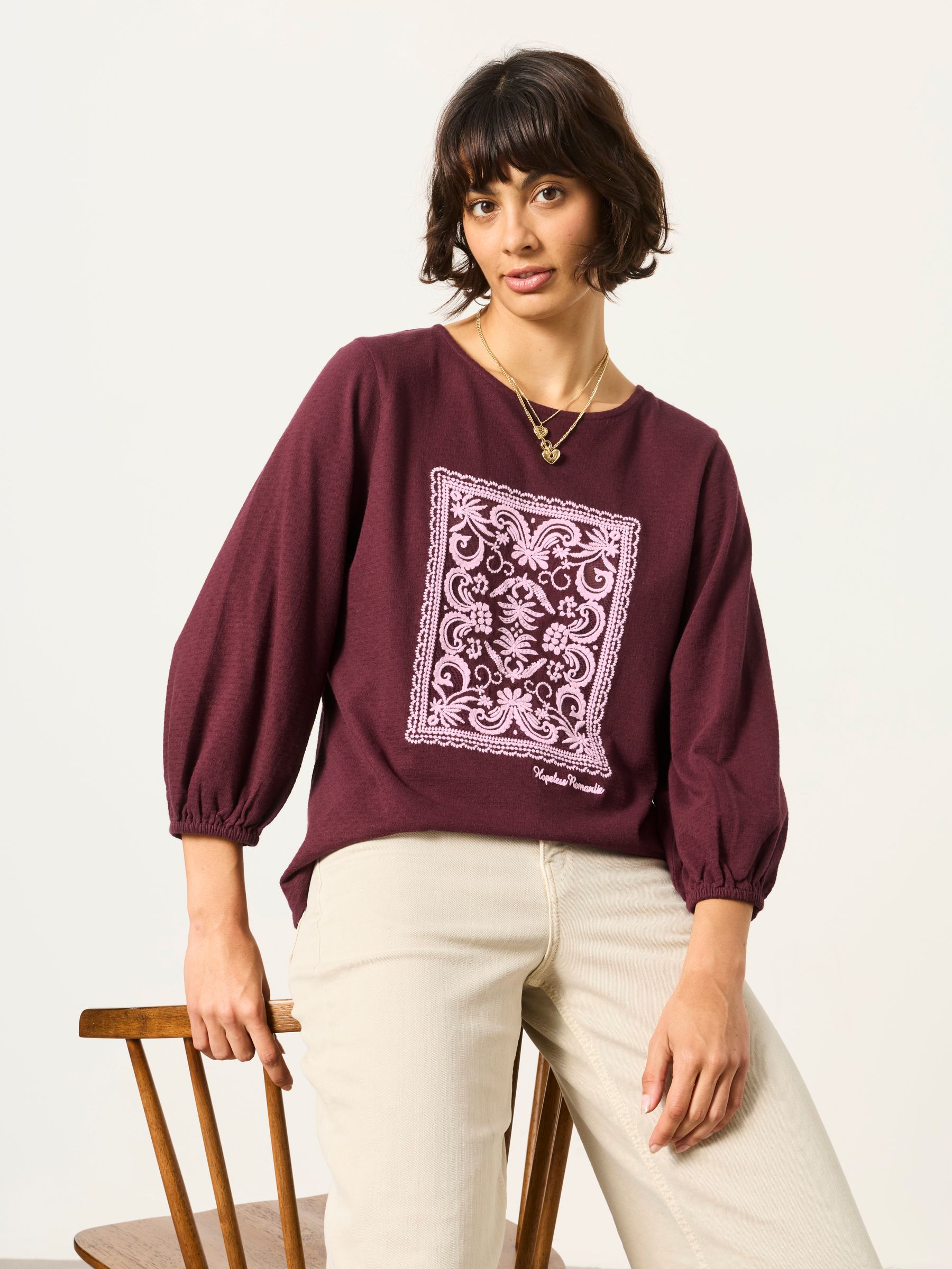 Penny Plum Purple Lace Graphic T-Shirt - Image 3 of 5