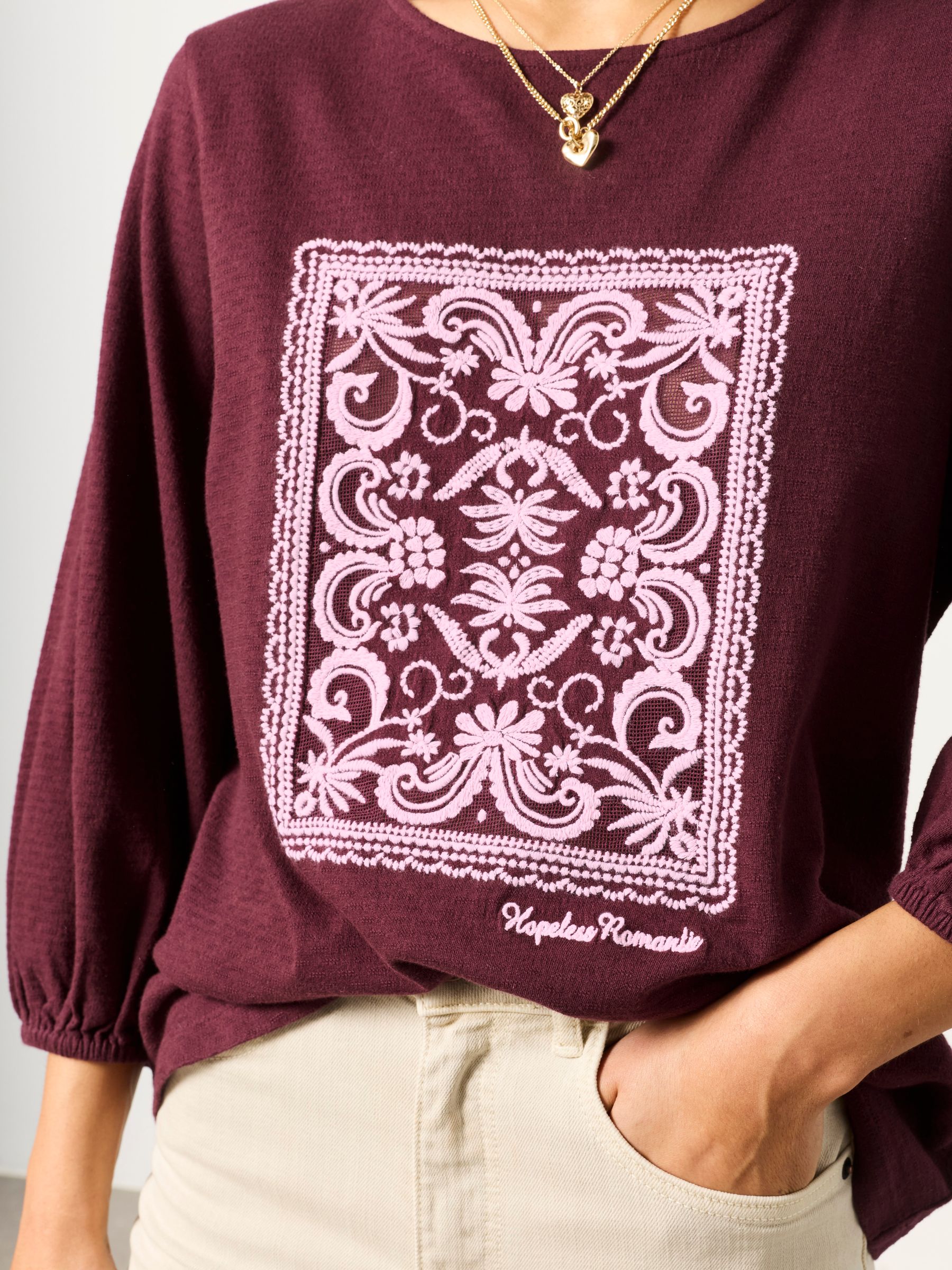 Penny Plum Purple Lace Graphic T-Shirt - Image 4 of 5