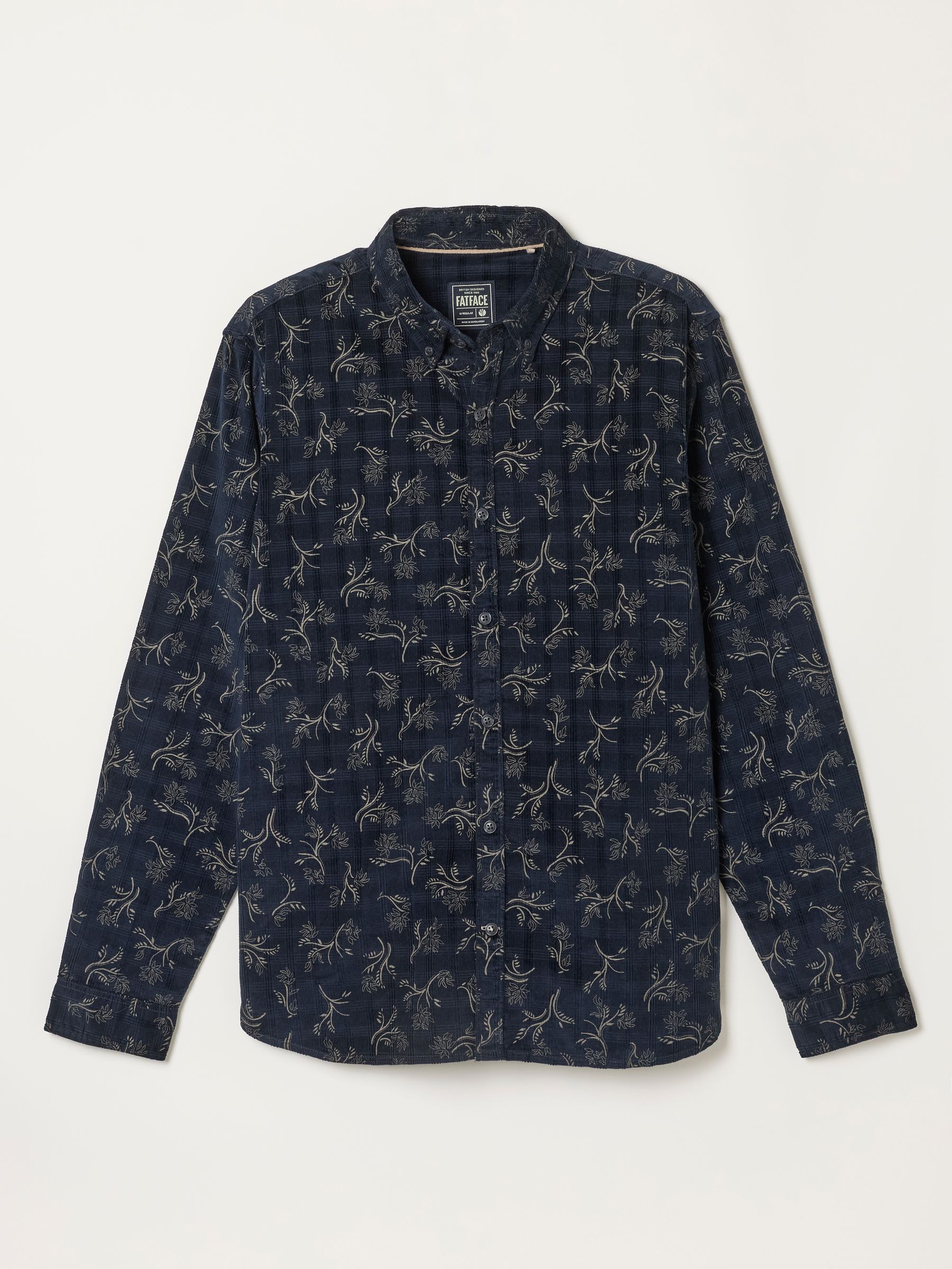 Navy Floral Print Long Sleeve Cord Shirt - Image 6 of 7