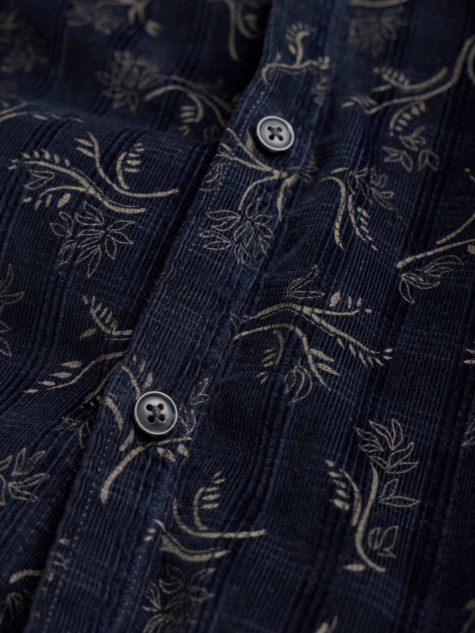 Navy Floral Print Long Sleeve Cord Shirt - Image 7 of 7 Navy Floral Print Long Sleeve Cord Shirt - Image 7 of 7