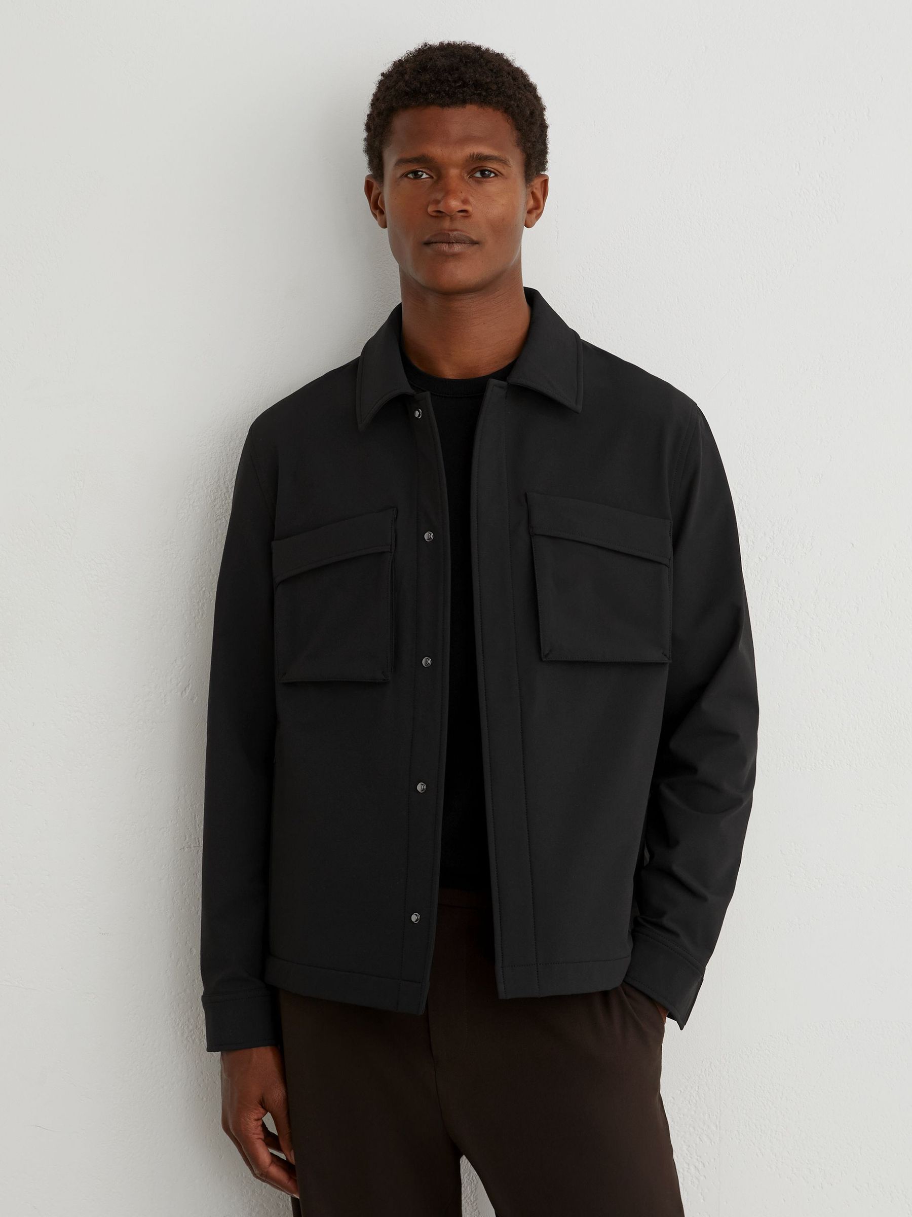 Technical Twin-Pocket Overshirt in Black - Image 1 of 7