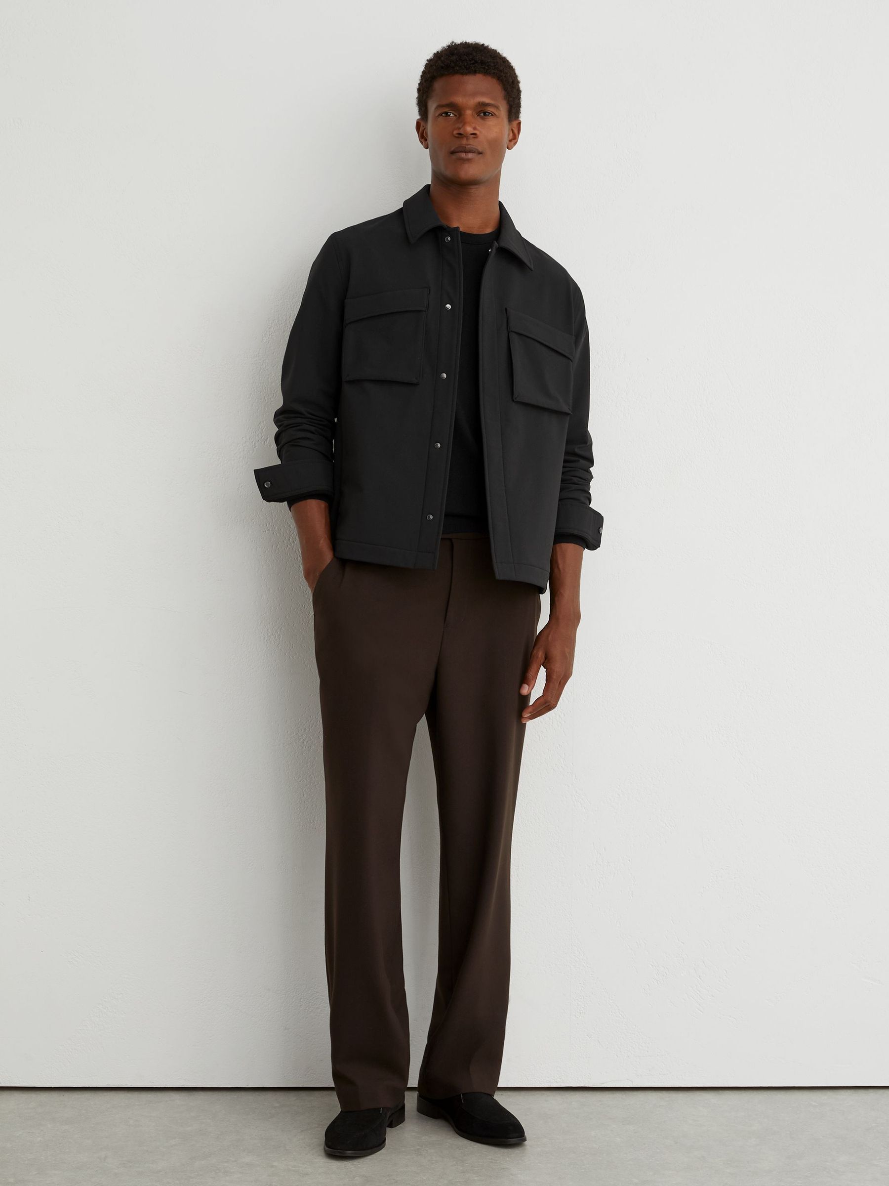 Technical Twin-Pocket Overshirt in Black - Image 4 of 7