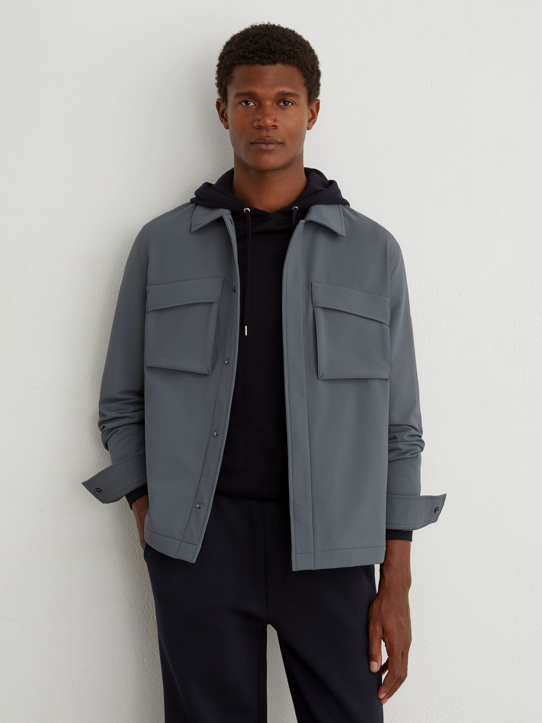 Technical Twin-Pocket Overshirt in Airforce Blue - Image 1 of 6