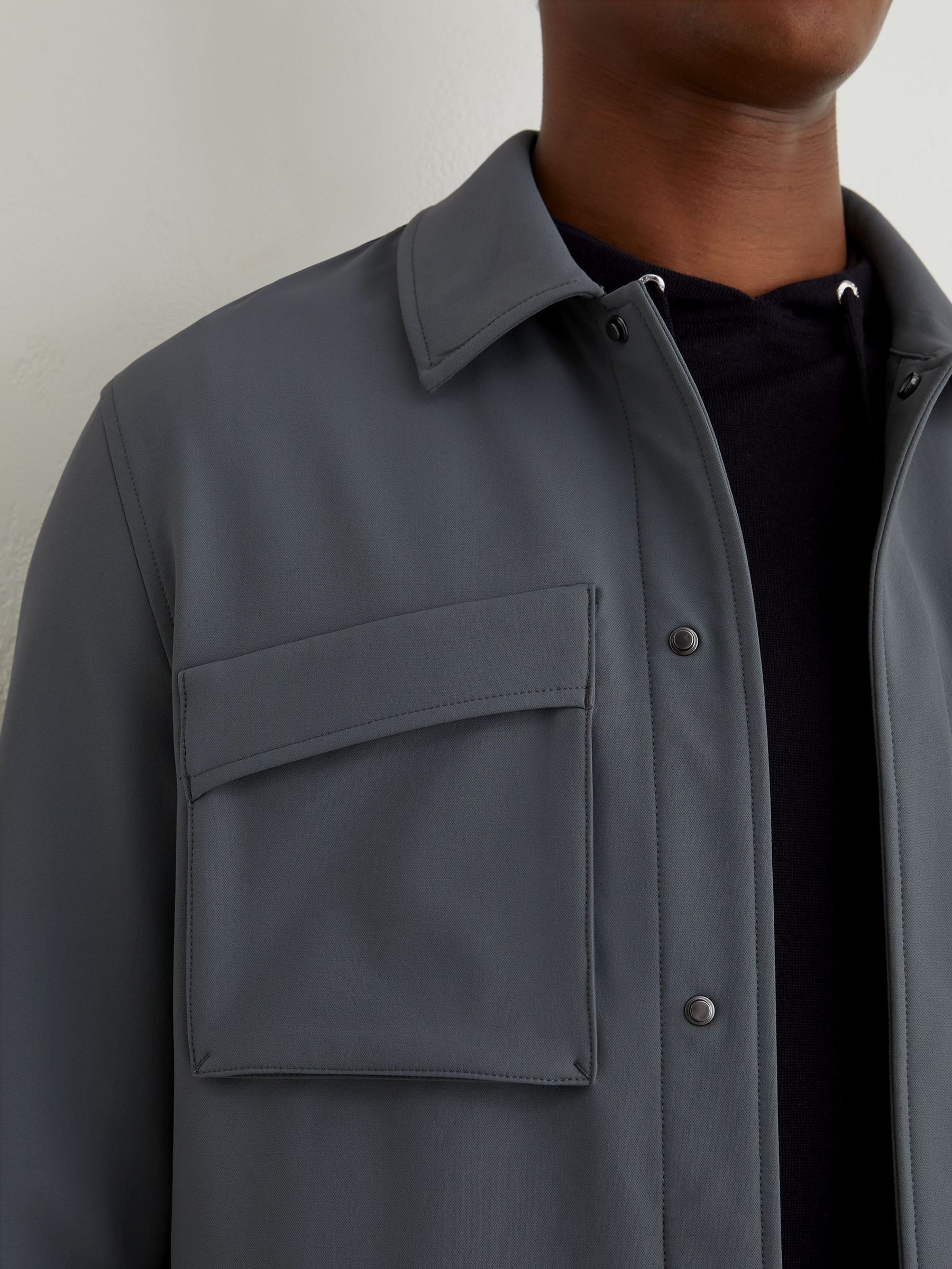 Technical Twin-Pocket Overshirt in Airforce Blue - Image 3 of 6