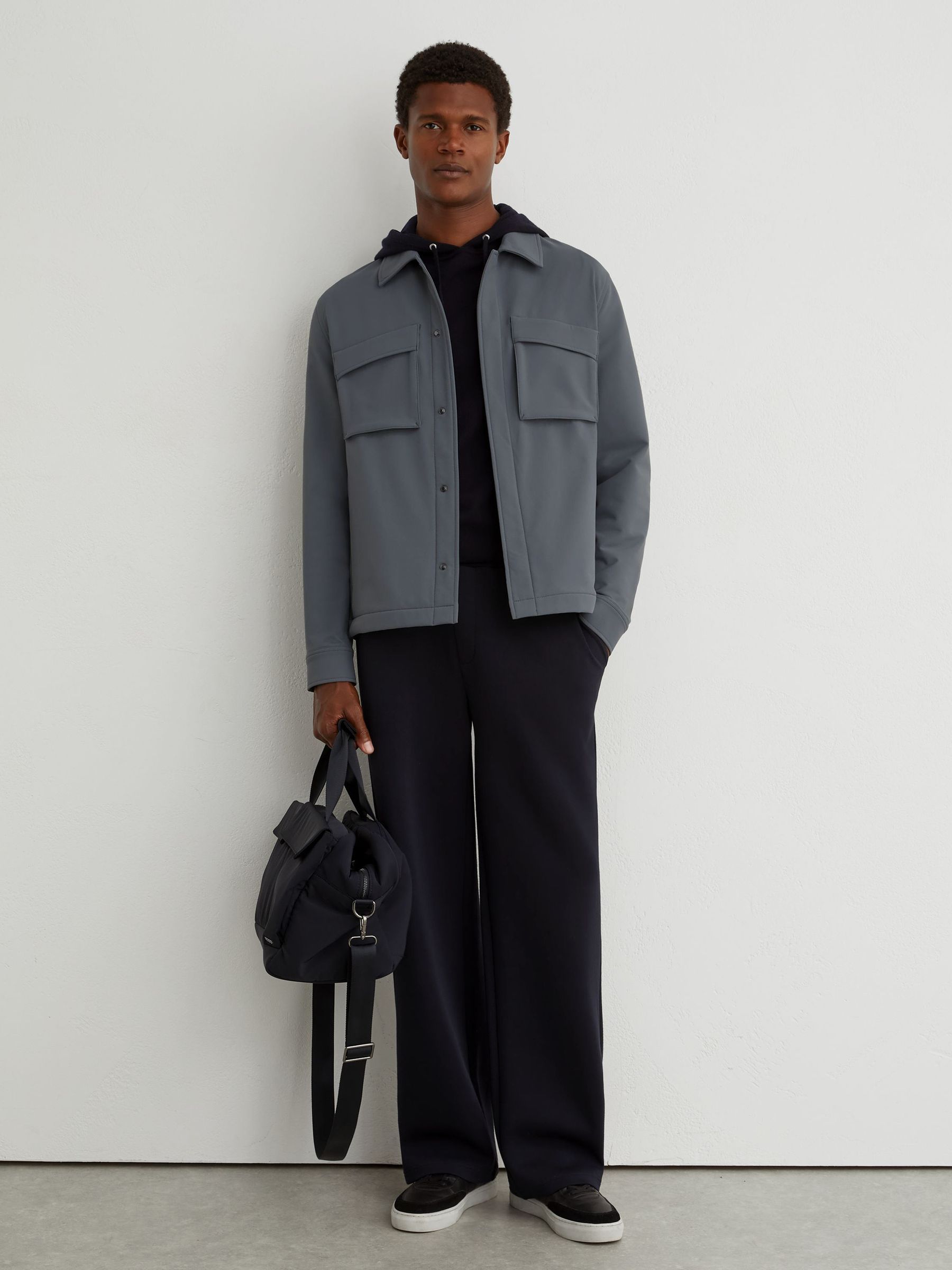 Technical Twin-Pocket Overshirt in Airforce Blue - Image 4 of 6
