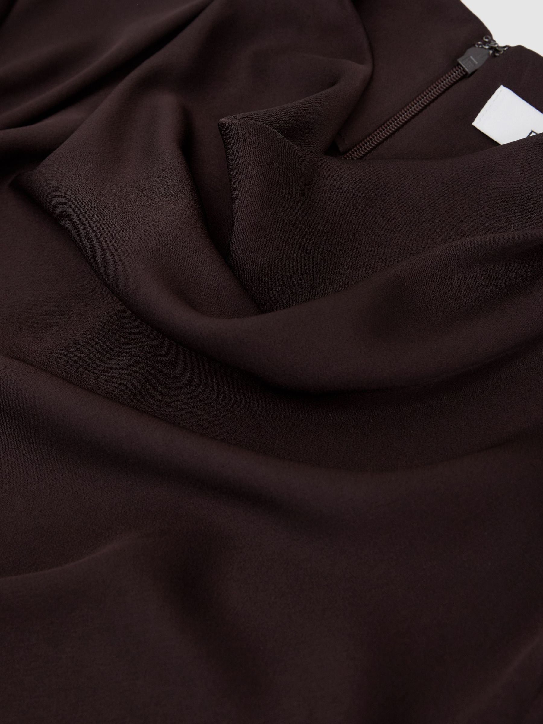 Draped Long-Sleeve Mini Dress in Grape Burgundy - Image 8 of 8
