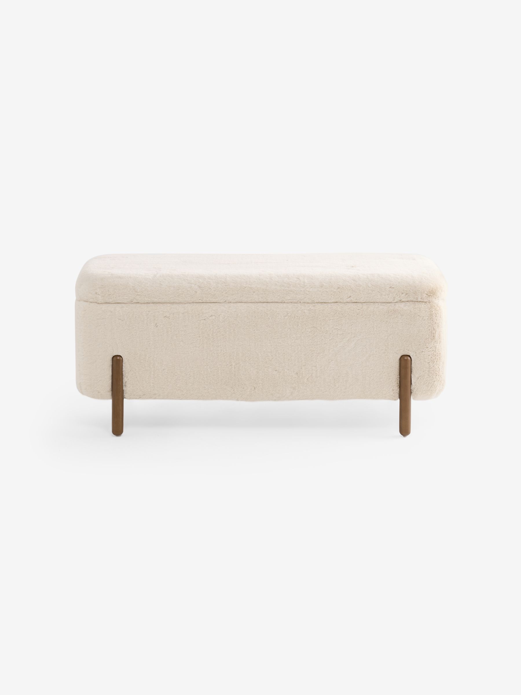 Asare Storage Ottoman Bench in Taupe Natural Arctic Faux Fur - Image 4 of 5