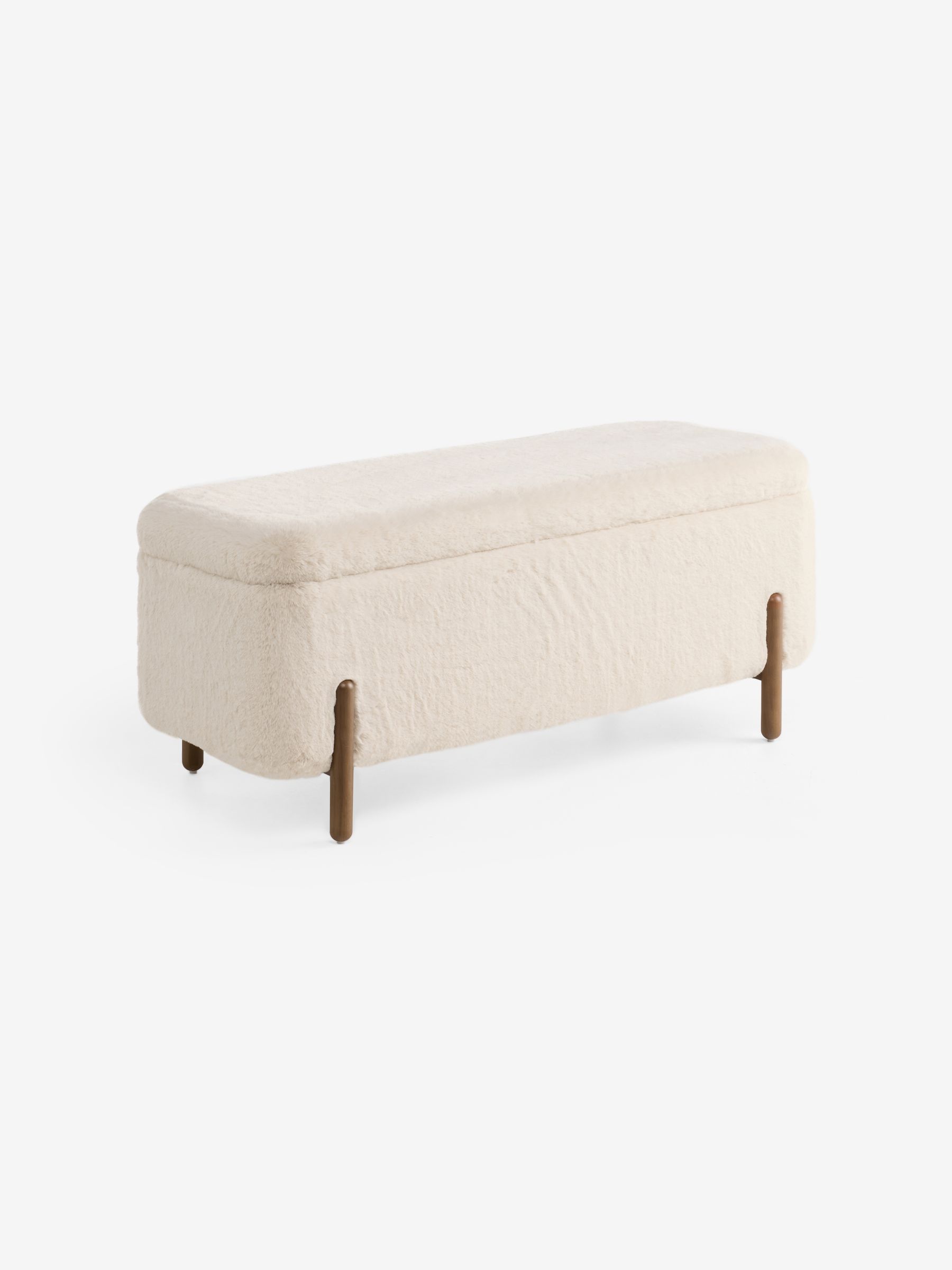 Asare Storage Ottoman Bench in Taupe Natural Arctic Faux Fur - Image 5 of 5 Asare Storage Ottoman Bench in Taupe Natural Arctic Faux Fur - Image 5 of 5