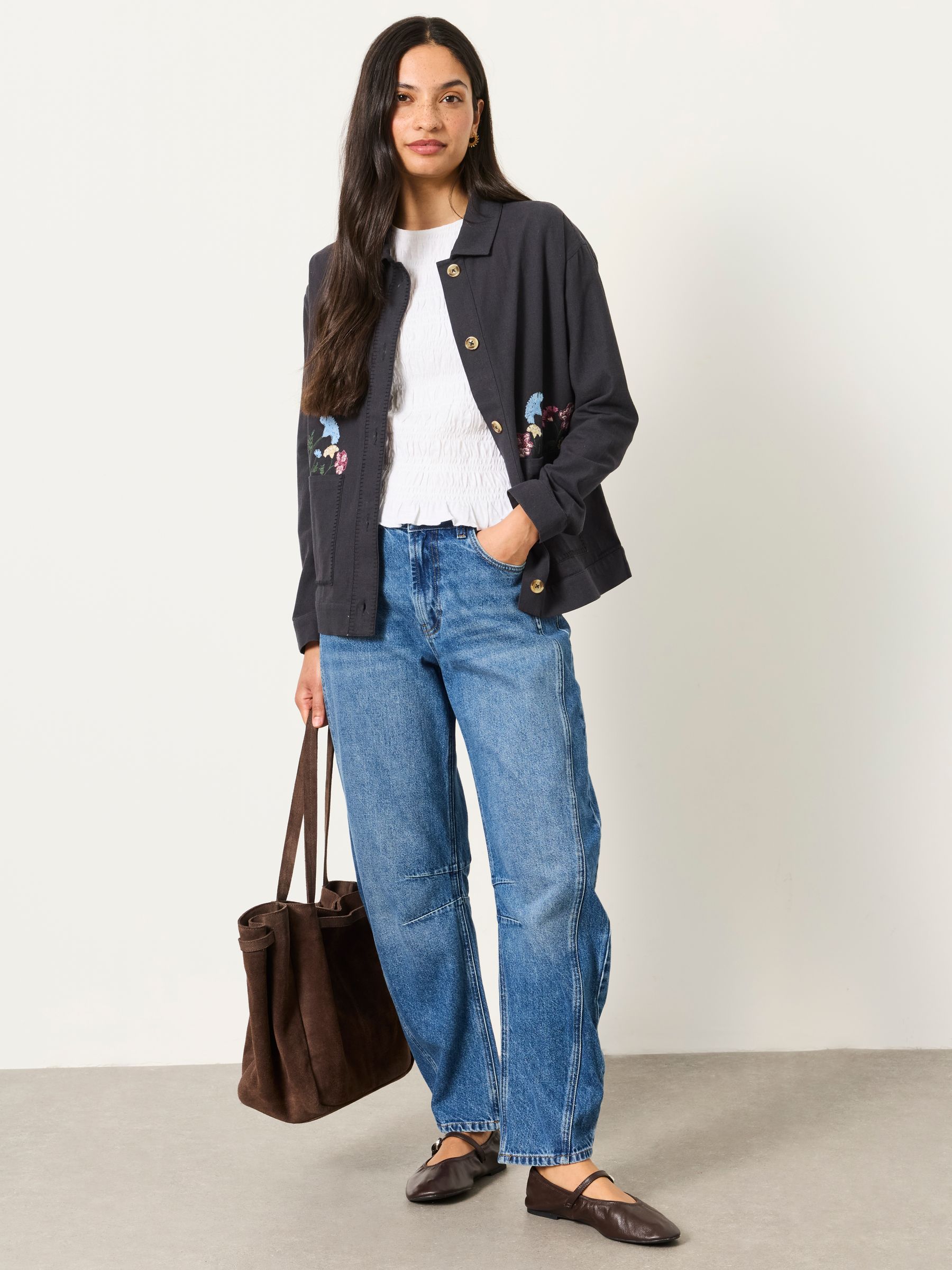 Isabelle Charcoal Grey Petite Embroidered Jacket - Image 3 of 6