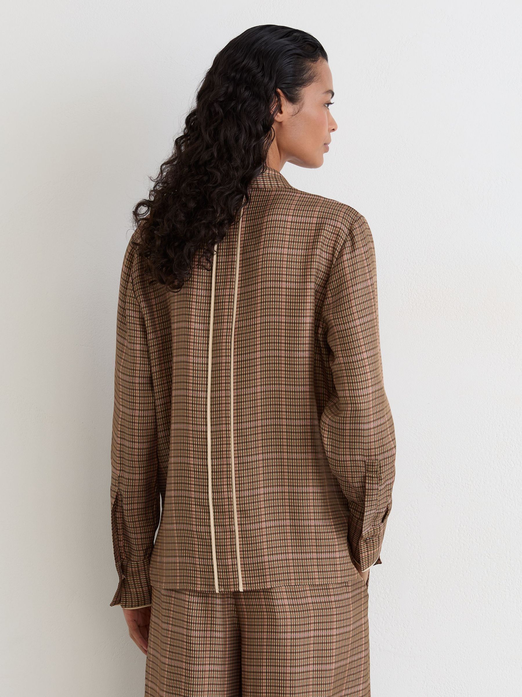 Check Tie-Neck Blouse in Neutral - Image 5 of 7