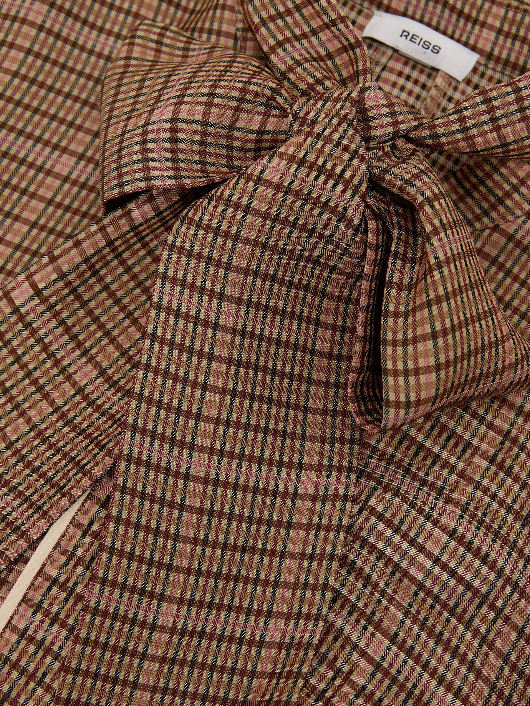 Check Tie-Neck Blouse in Neutral - Image 8 of 8