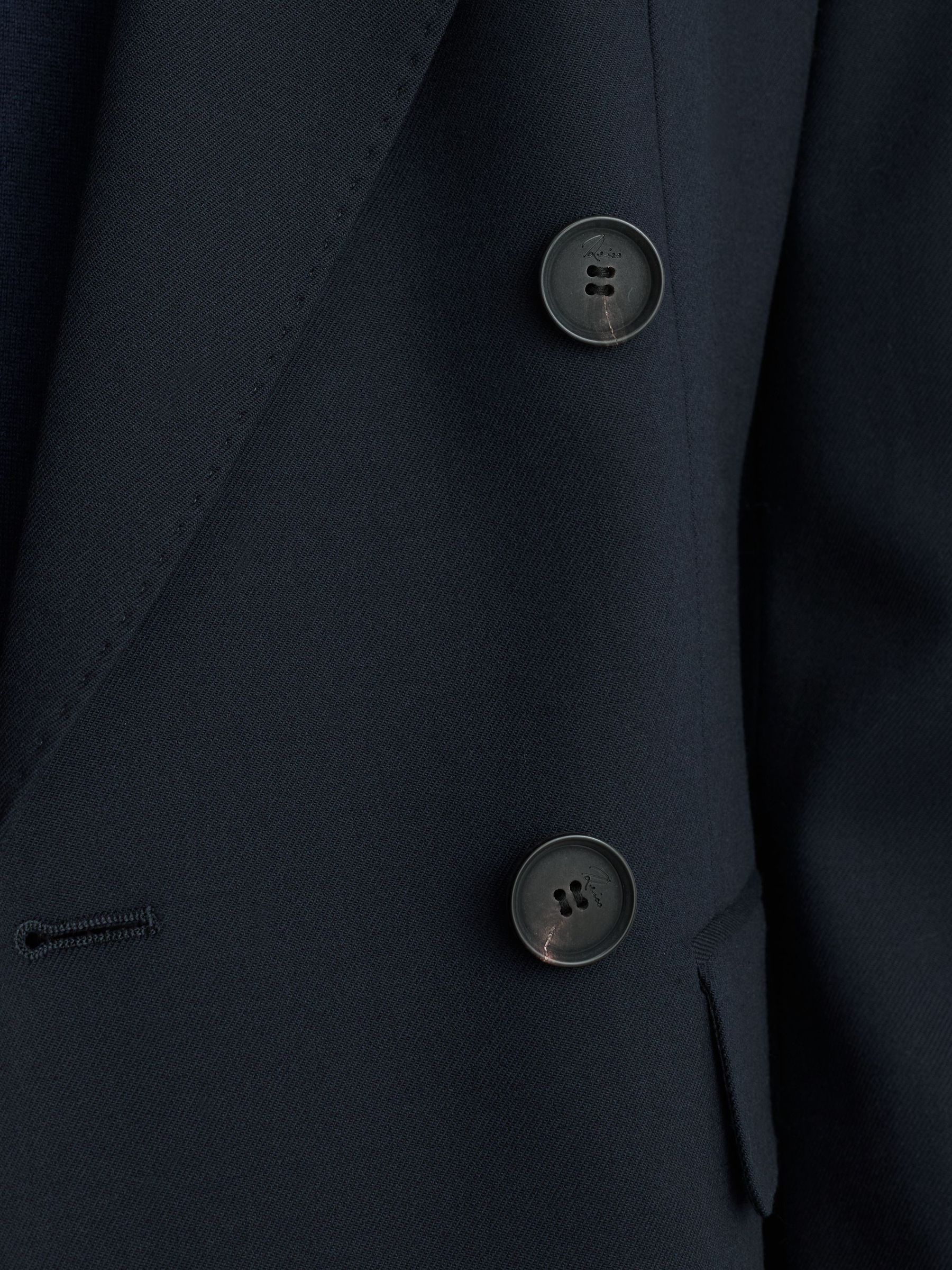 Petite Wool-Blend Double-Breasted Suit Blazer in Navy - Image 9 of 10