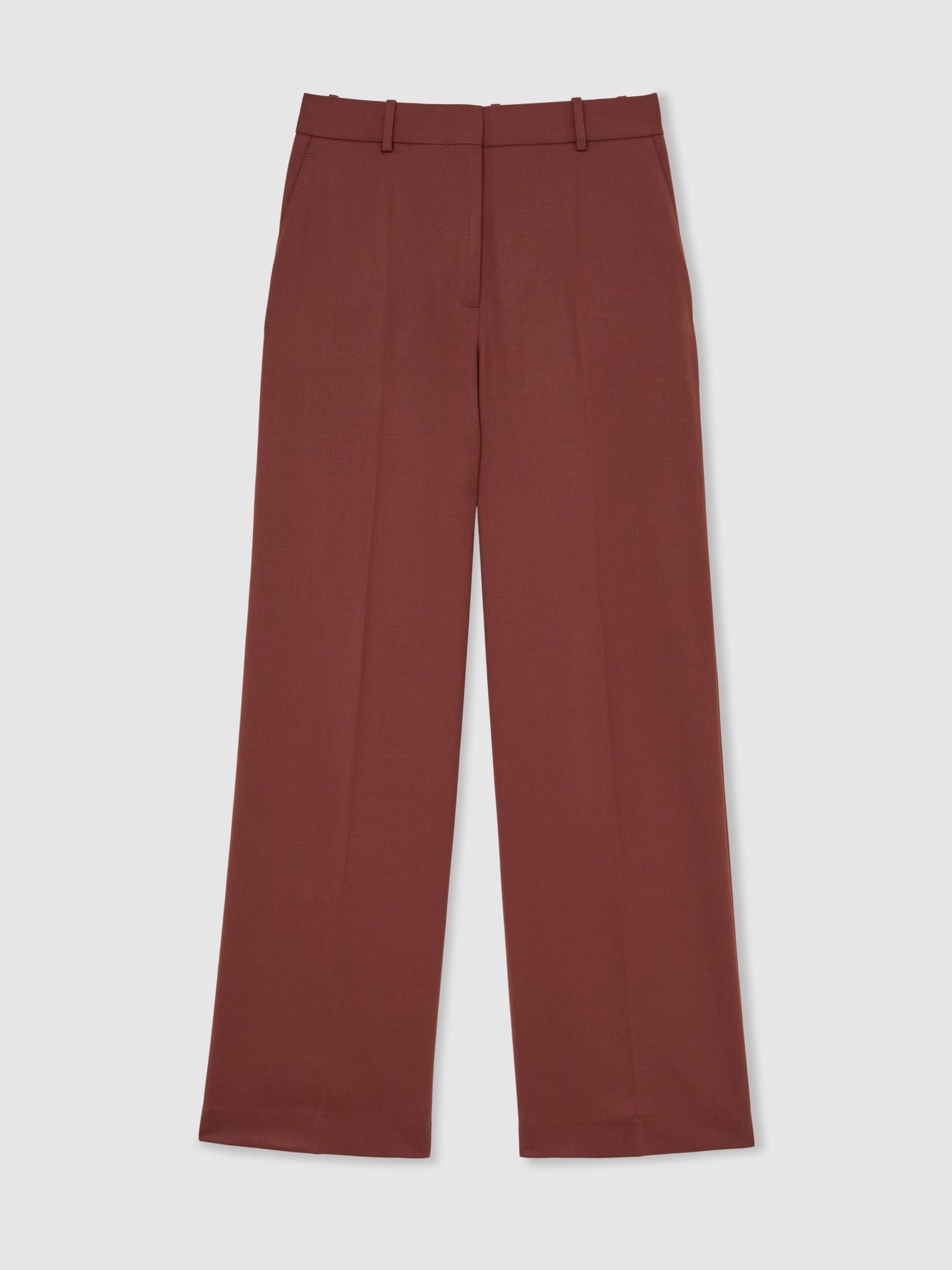 Wool-Blend Wide-Leg Suit Trousers in Brick Red - Image 2 of 10