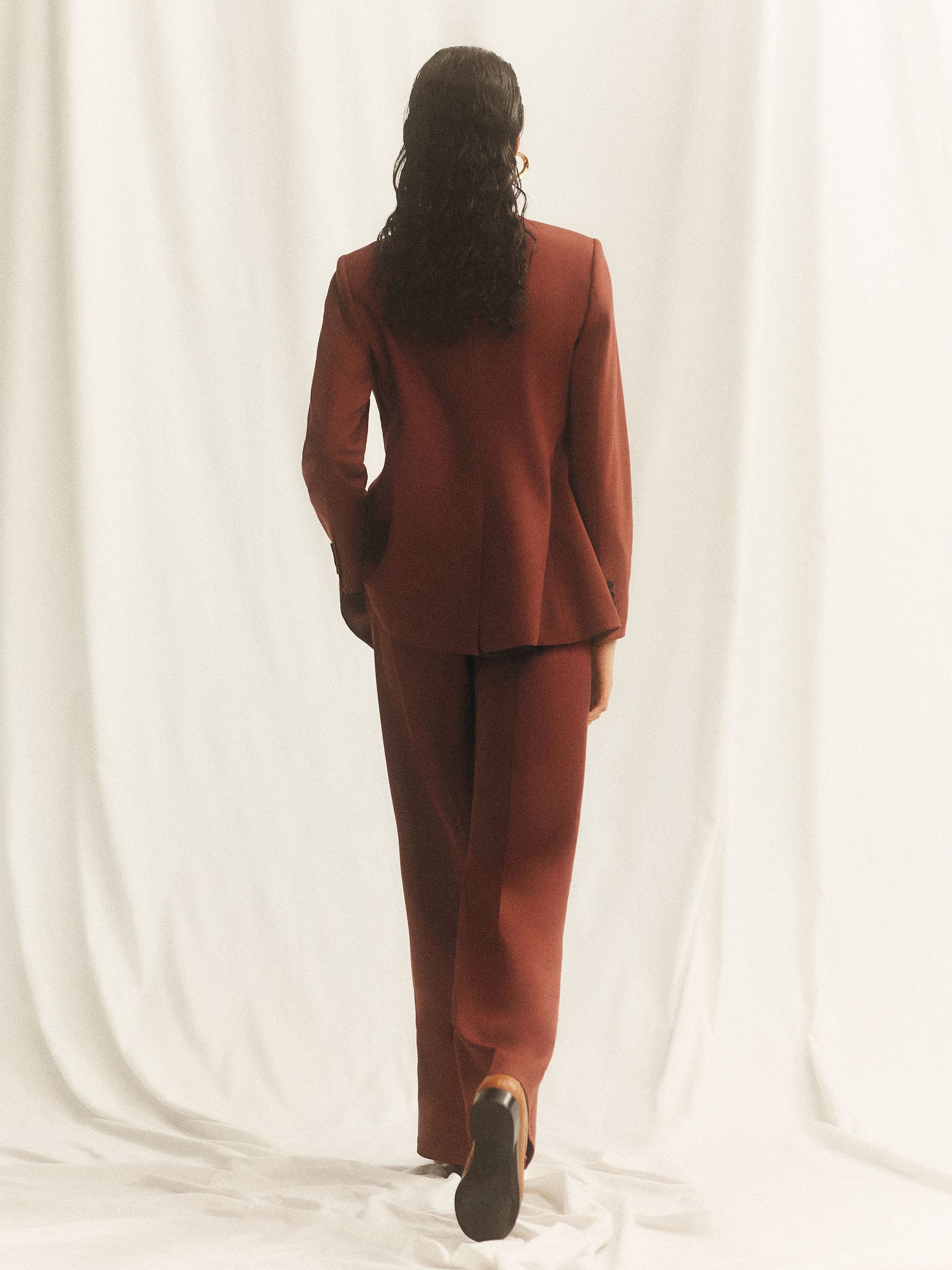 Wool-Blend Wide-Leg Suit Trousers in Brick Red - Image 4 of 10