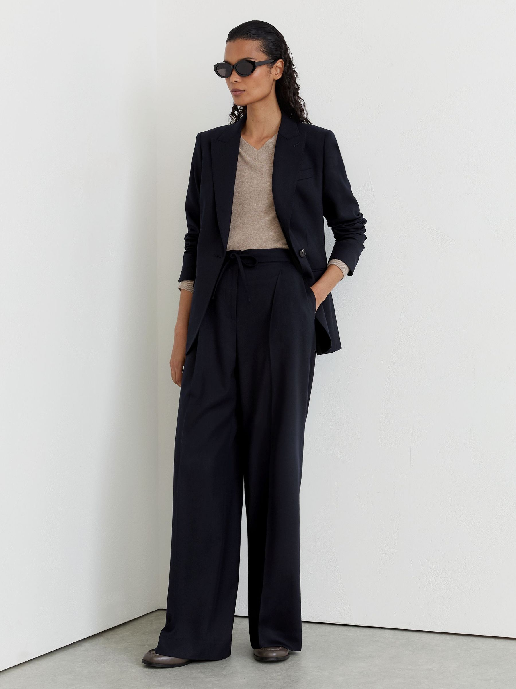 Petite Wool-Blend Single-Breasted Suit Blazer in Navy - Image 3 of 10