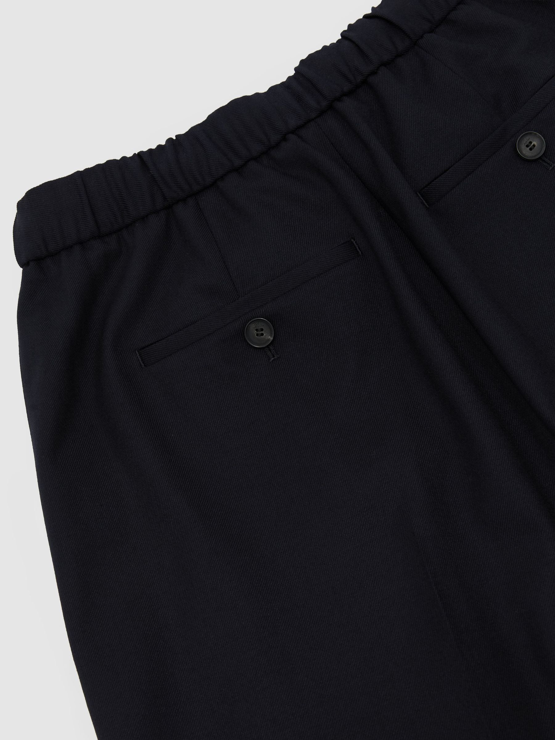 Wool-Blend Drawstring Wide-Leg Suit Trousers in Navy - Image 6 of 6