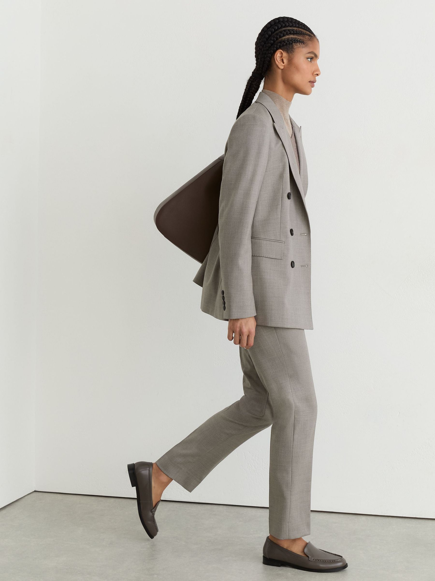 Petite Wool-Blend Slim-Leg Trousers in Light Grey - Obrázek 7 z 9
