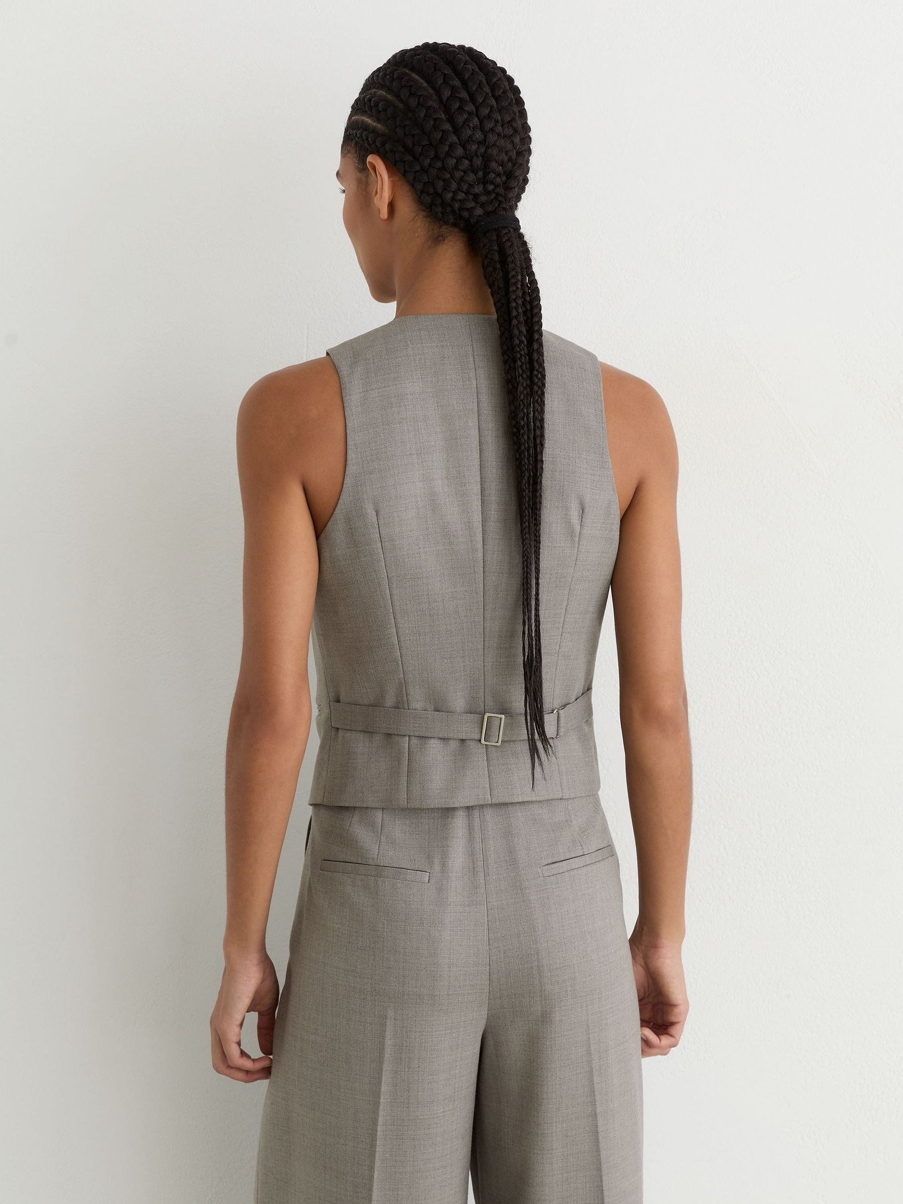Wool-Blend Tailored Waistcoat in Light Grey - Image 5 of 10