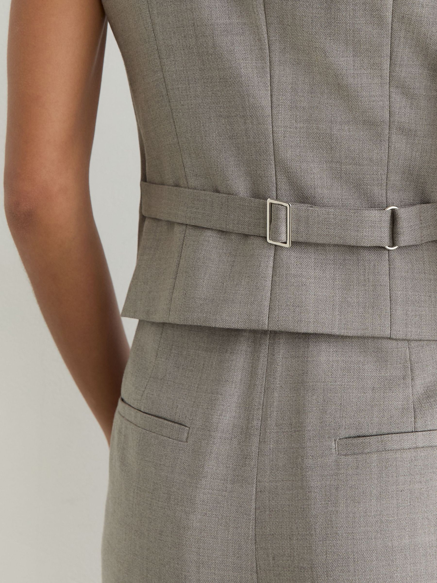 Wool-Blend Tailored Waistcoat in Light Grey - Image 6 of 10