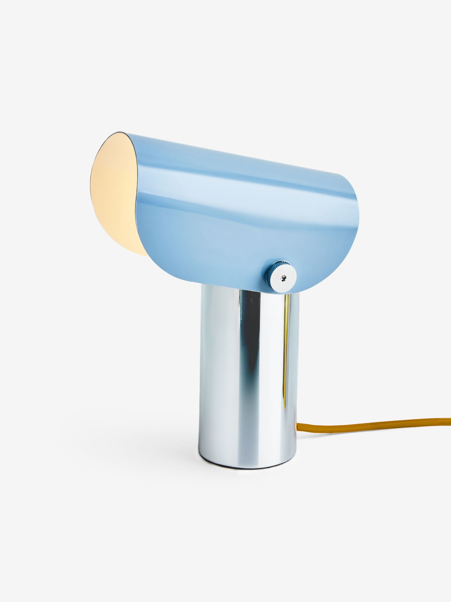 Curve Table Lamp in Chrome & Blue - Image 4 of 5