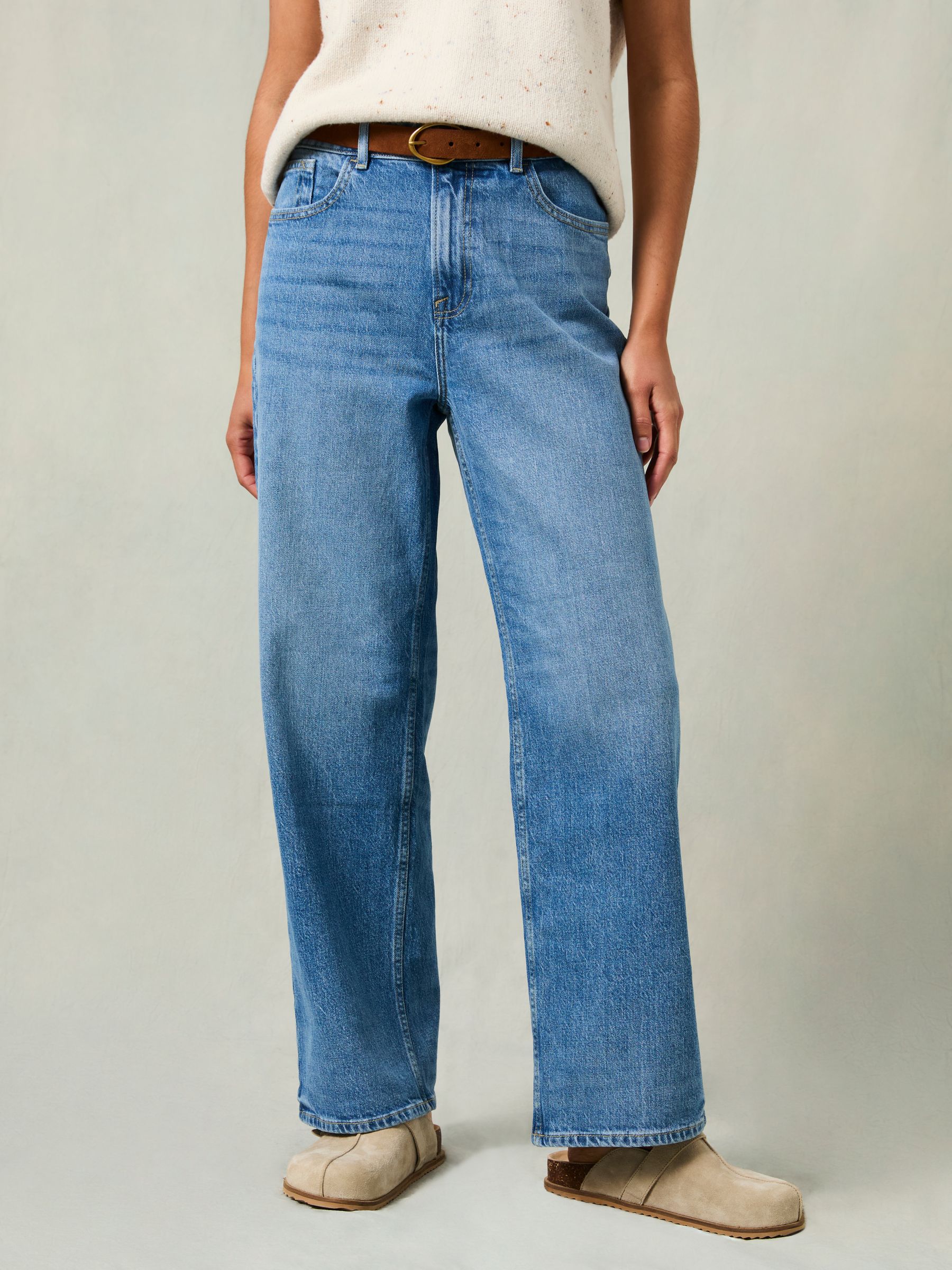 Relaxed Straight Jeans in Light Wash | FatFace USA