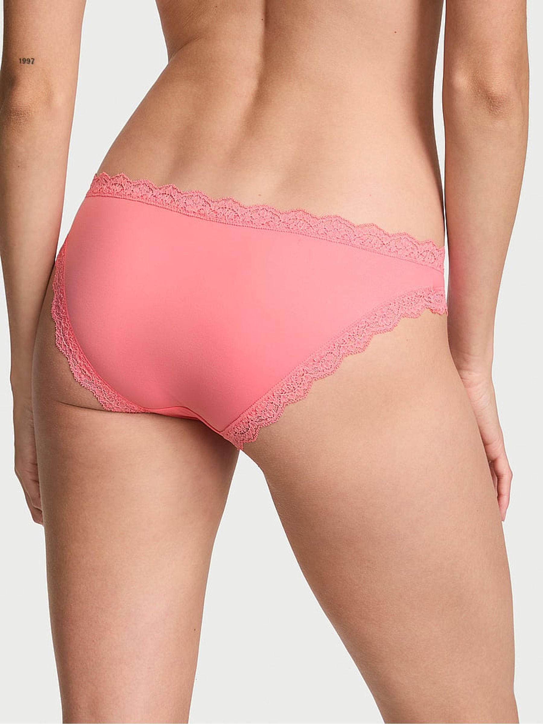 Wild Salmon Pink Lace Trim Bikini Knickers - Image 2 of 2