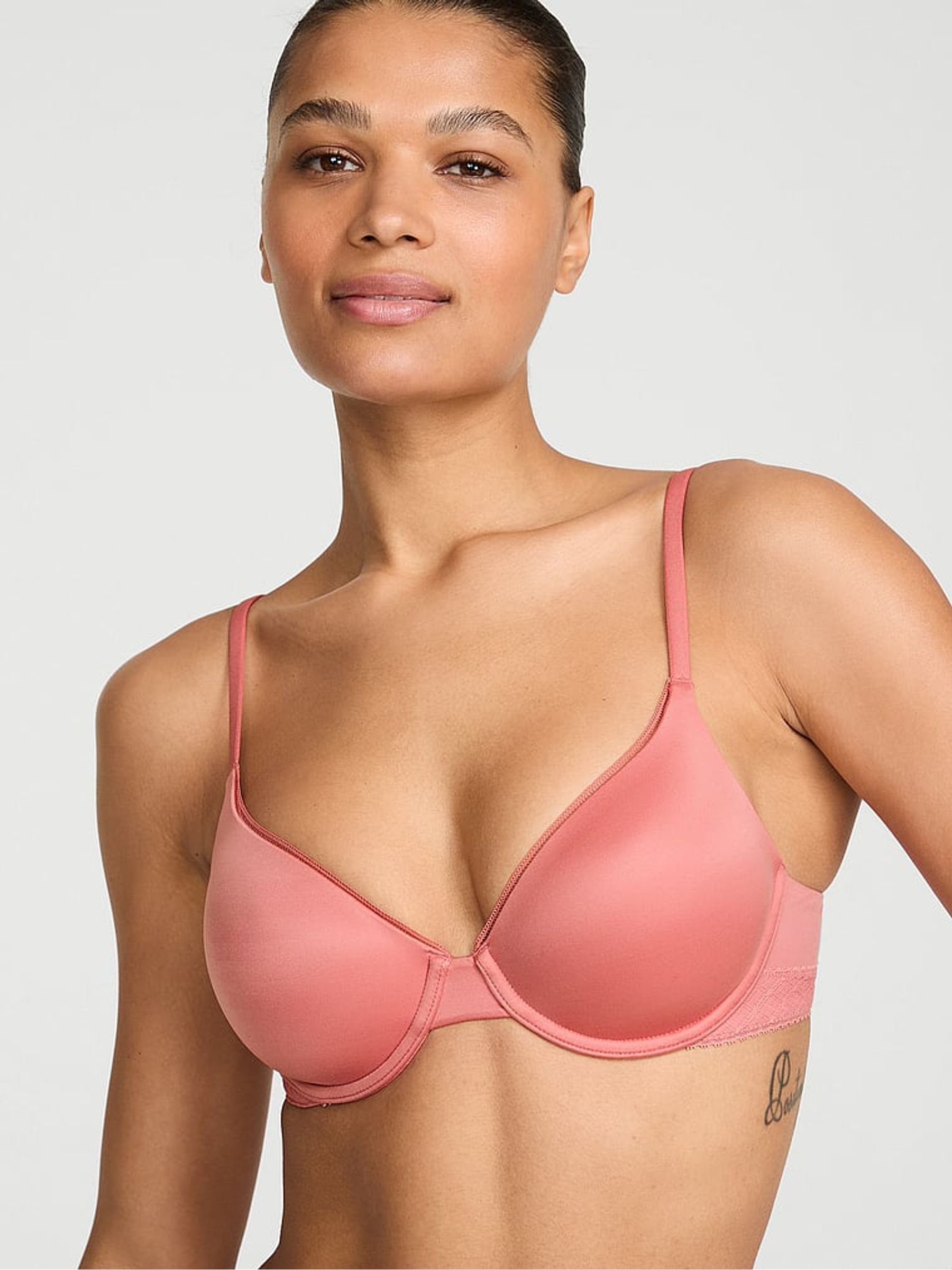 Rose Dust Pink Lightly Lined Full Cup Lace Trim Bra - Image 2 of 3