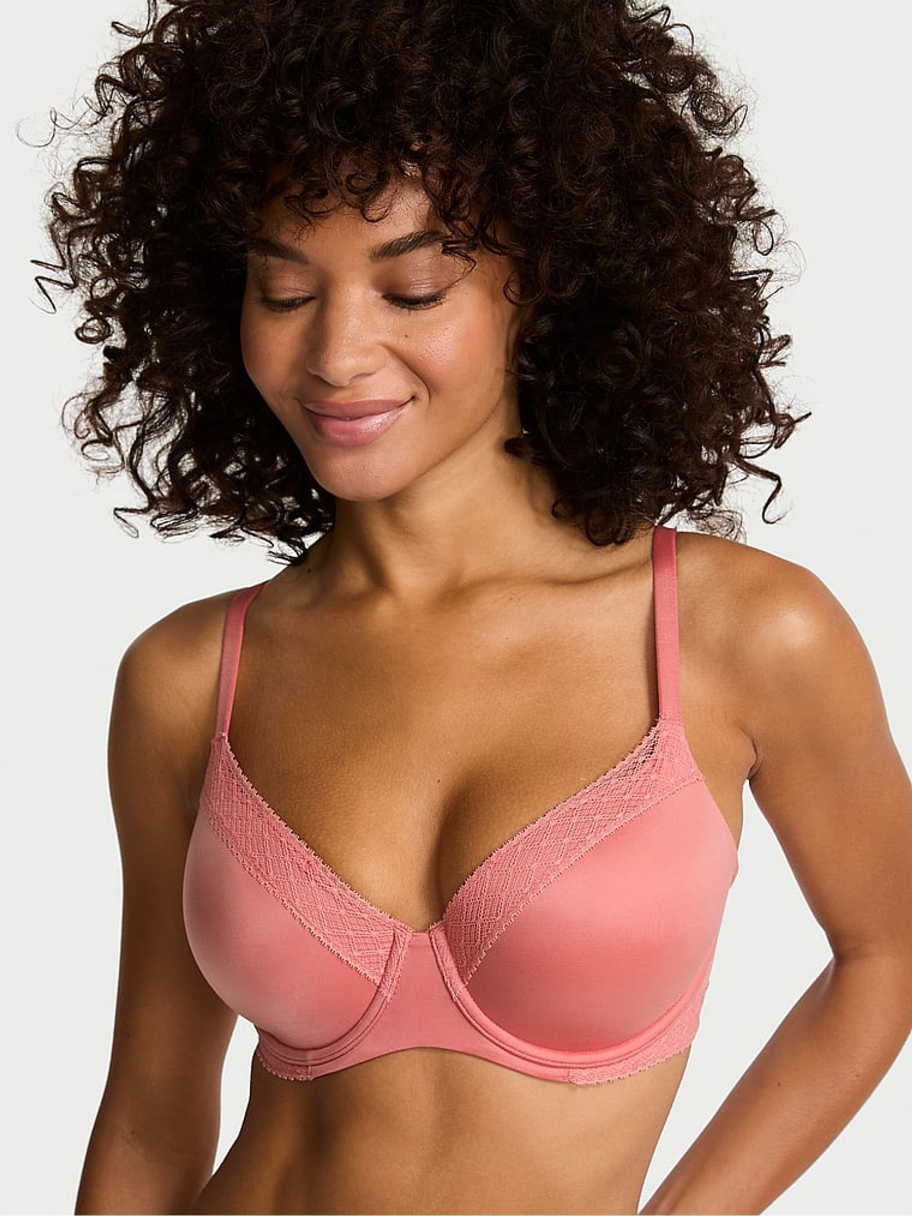 Rose Dust Pink Lightly Lined Demi Lace Trim Bra - Image 2 of 3