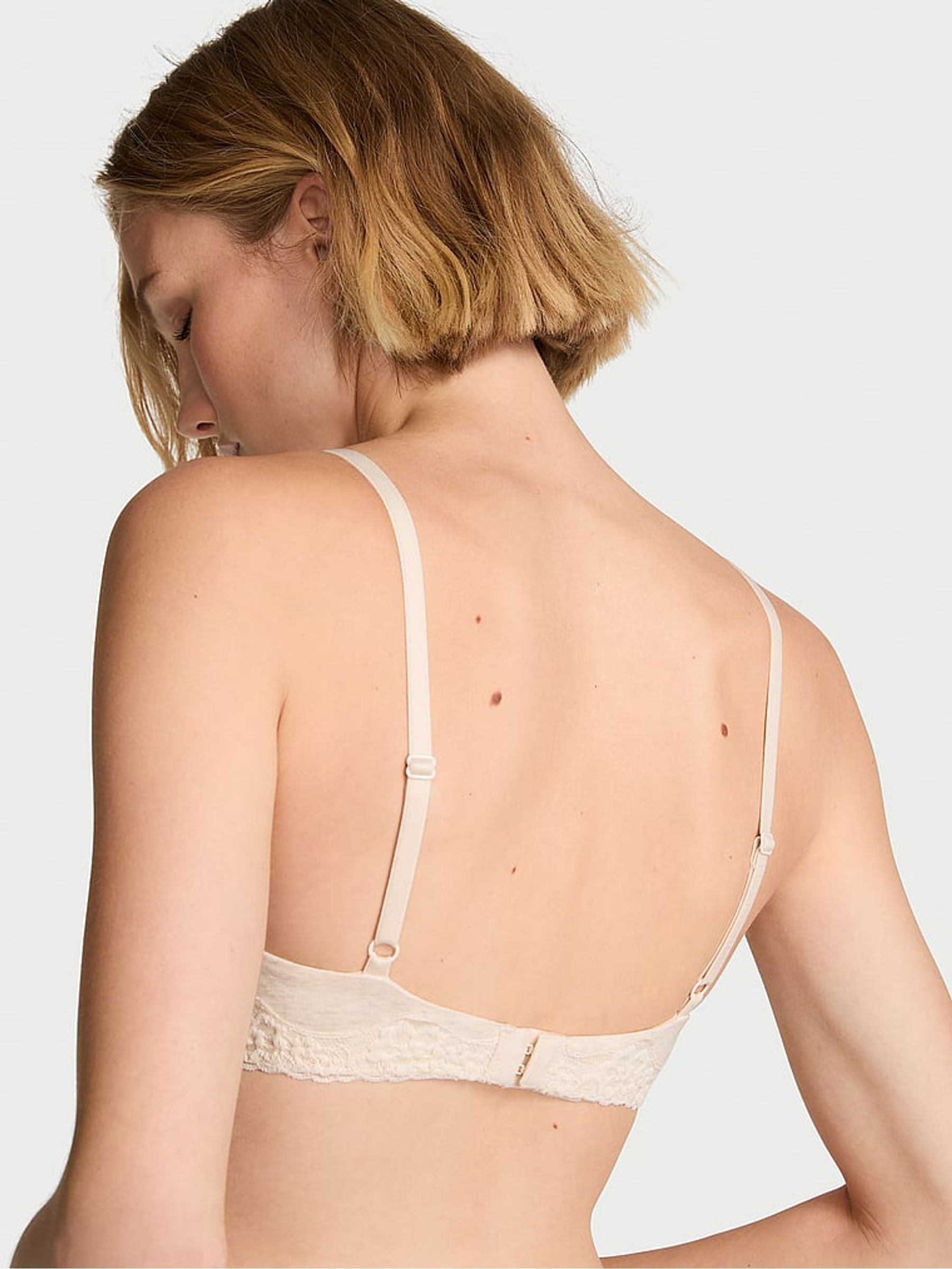 Natural Heather Nude Lightly Lined Non Wired Cotton Lace Trim Bra - Image 2 of 2 Natural Heather Nude Lightly Lined Non Wired Cotton Lace Trim Bra - Image 2 of 2