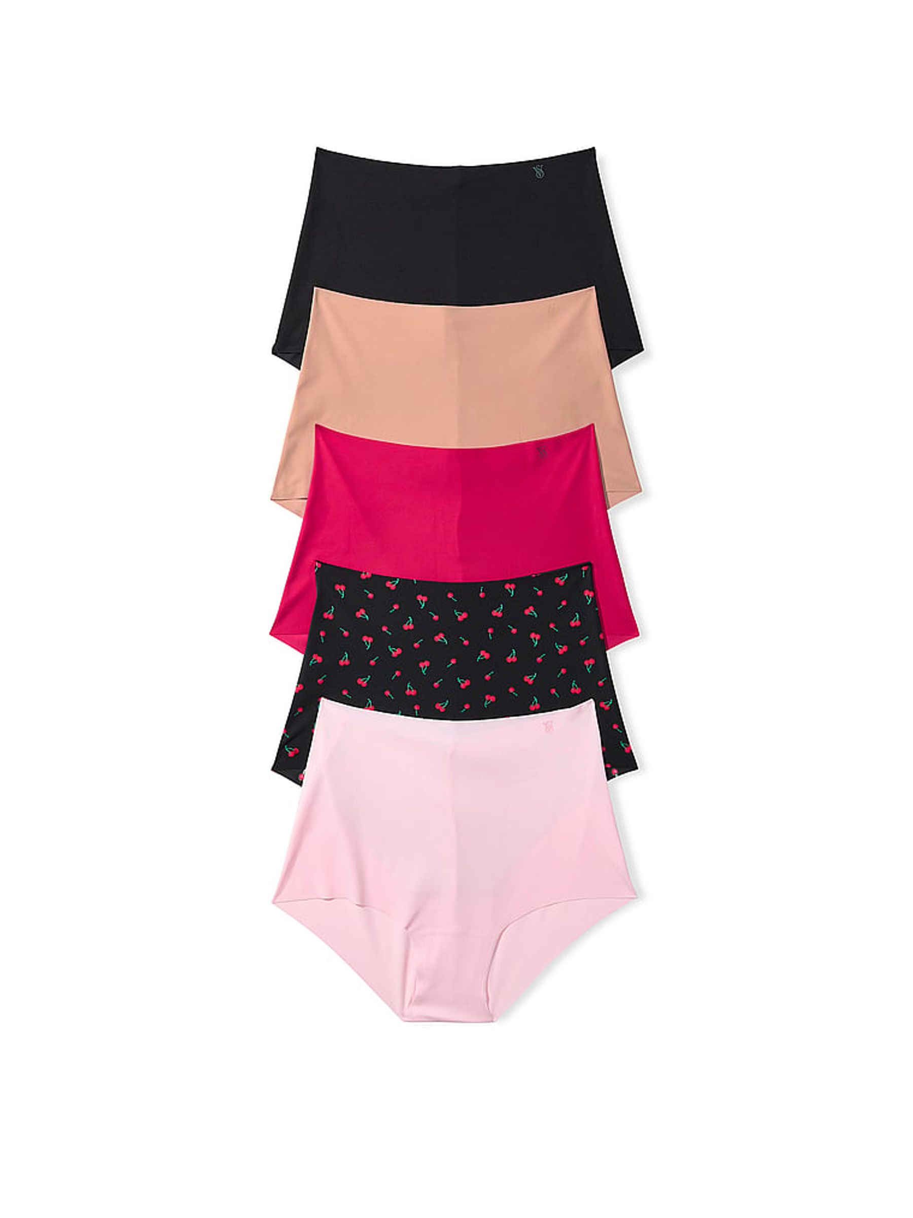 Black/Nude/Cherries/Pink Brief 5 Pack Knickers - Image 1 of 3