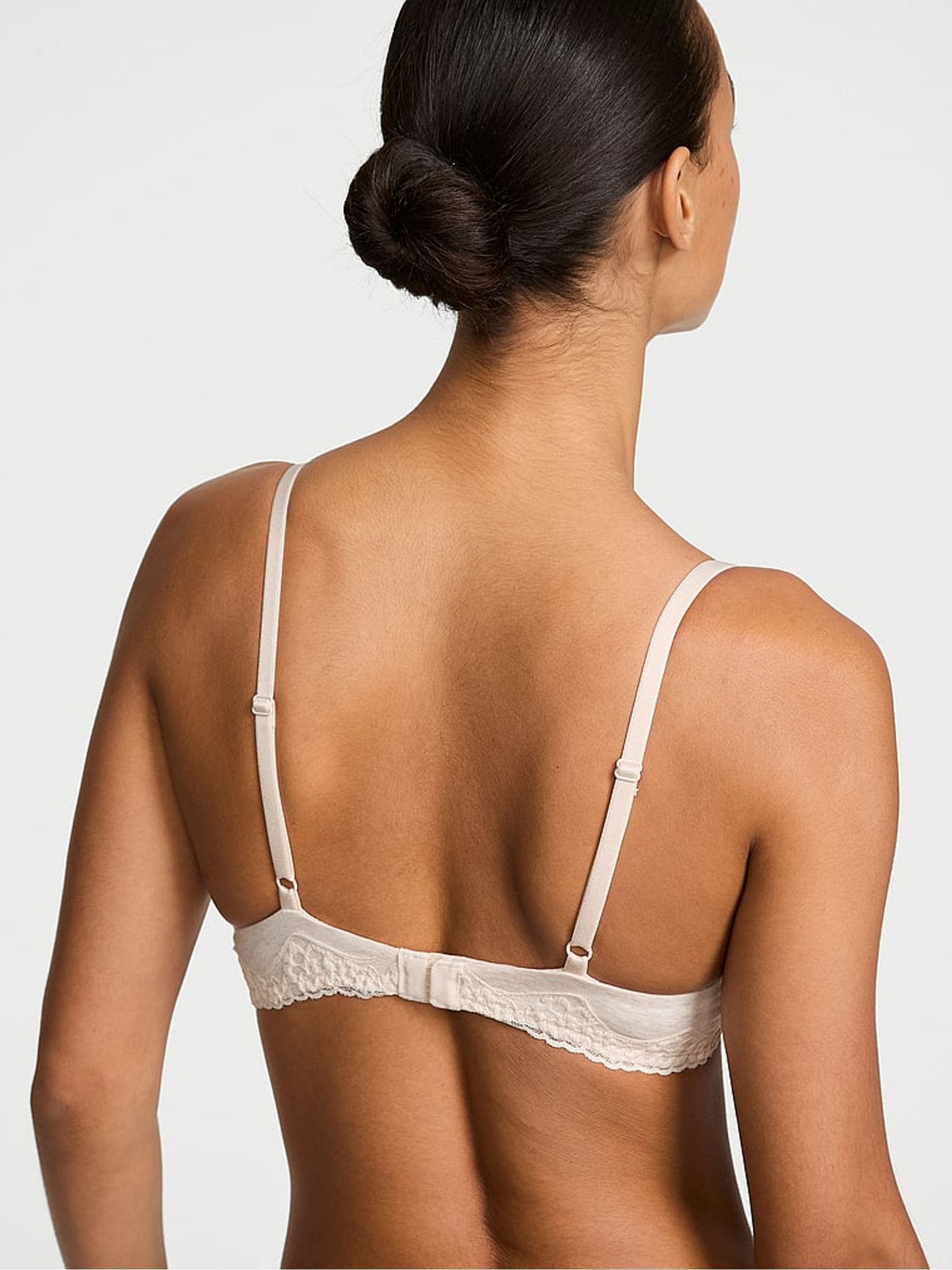 Natural Heather Nude Lightly Lined Demi Cotton Lace Trim Bra - Image 2 of 2 Natural Heather Nude Lightly Lined Demi Cotton Lace Trim Bra - Image 2 of 2