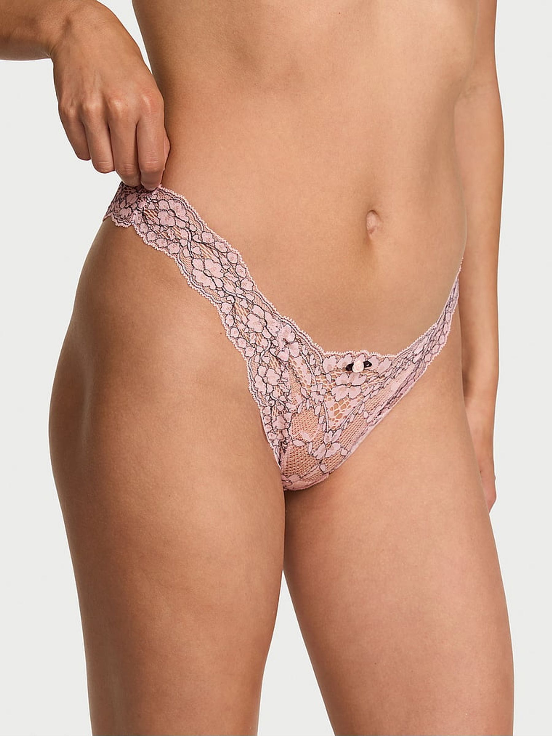 Angel Pink Brazilian Lace Knickers - Image 1 of 2