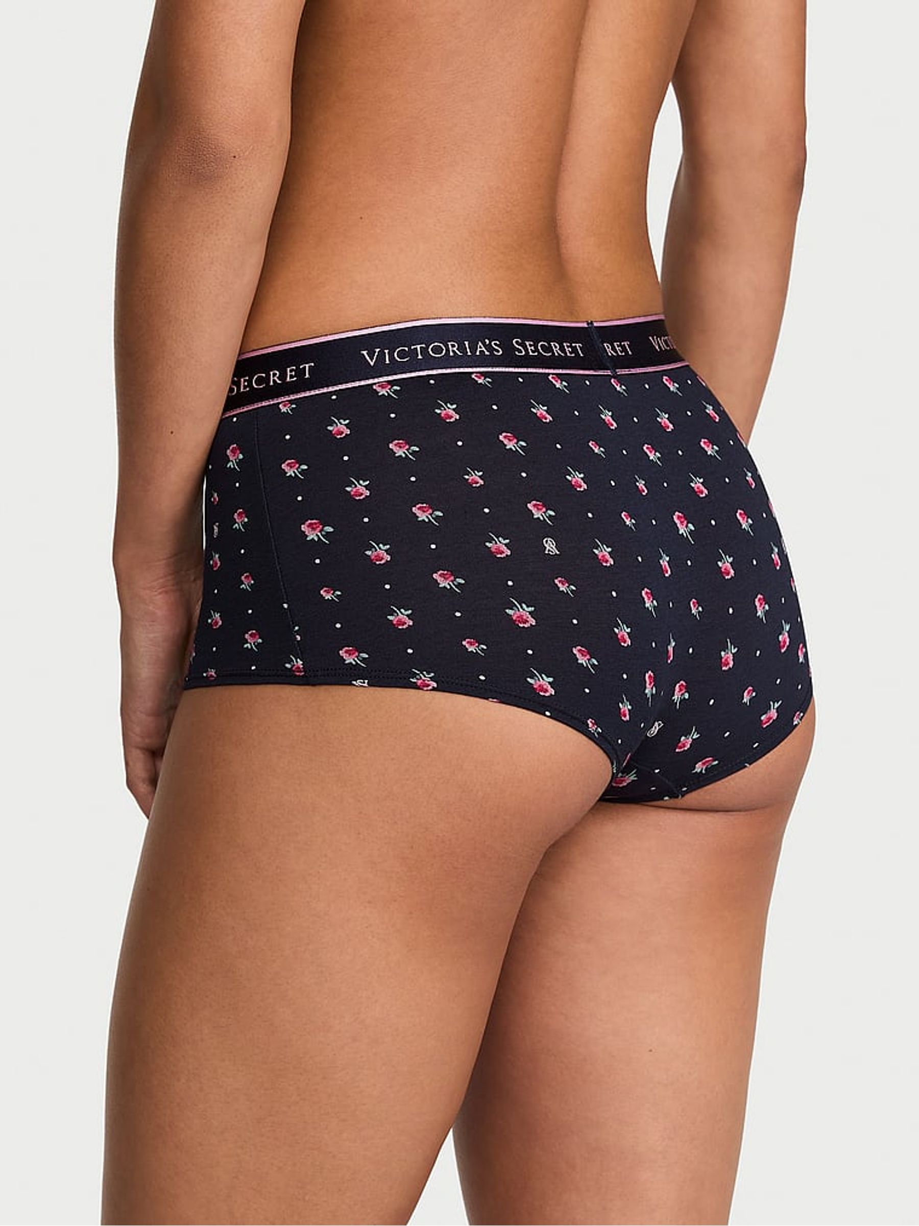 Navy Blue Floral Short Logo Knickers - Image 2 of 2
