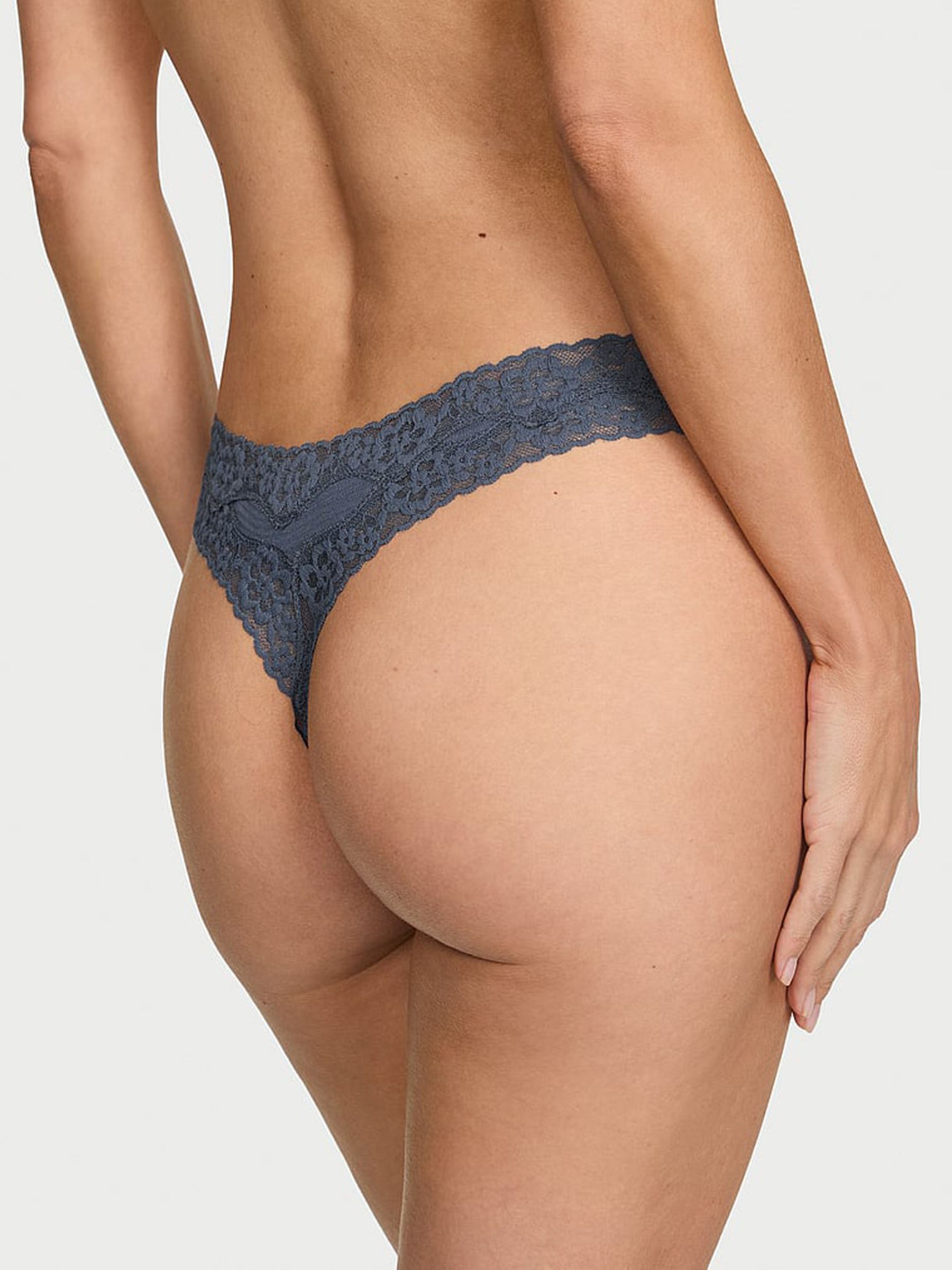 Bluestream Thong Cotton Stripe Lace Waist Knickers - Image 2 of 2 Bluestream Thong Cotton Stripe Lace Waist Knickers - Image 2 of 2