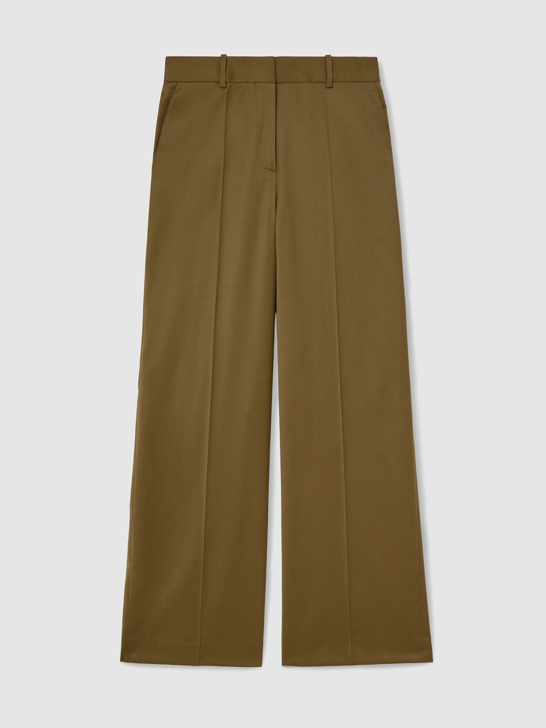 Petite Wool-Blend Wide-Leg Trousers in Khaki - Image 2 of 7 Petite Wool-Blend Wide-Leg Trousers in Khaki - Image 2 of 7