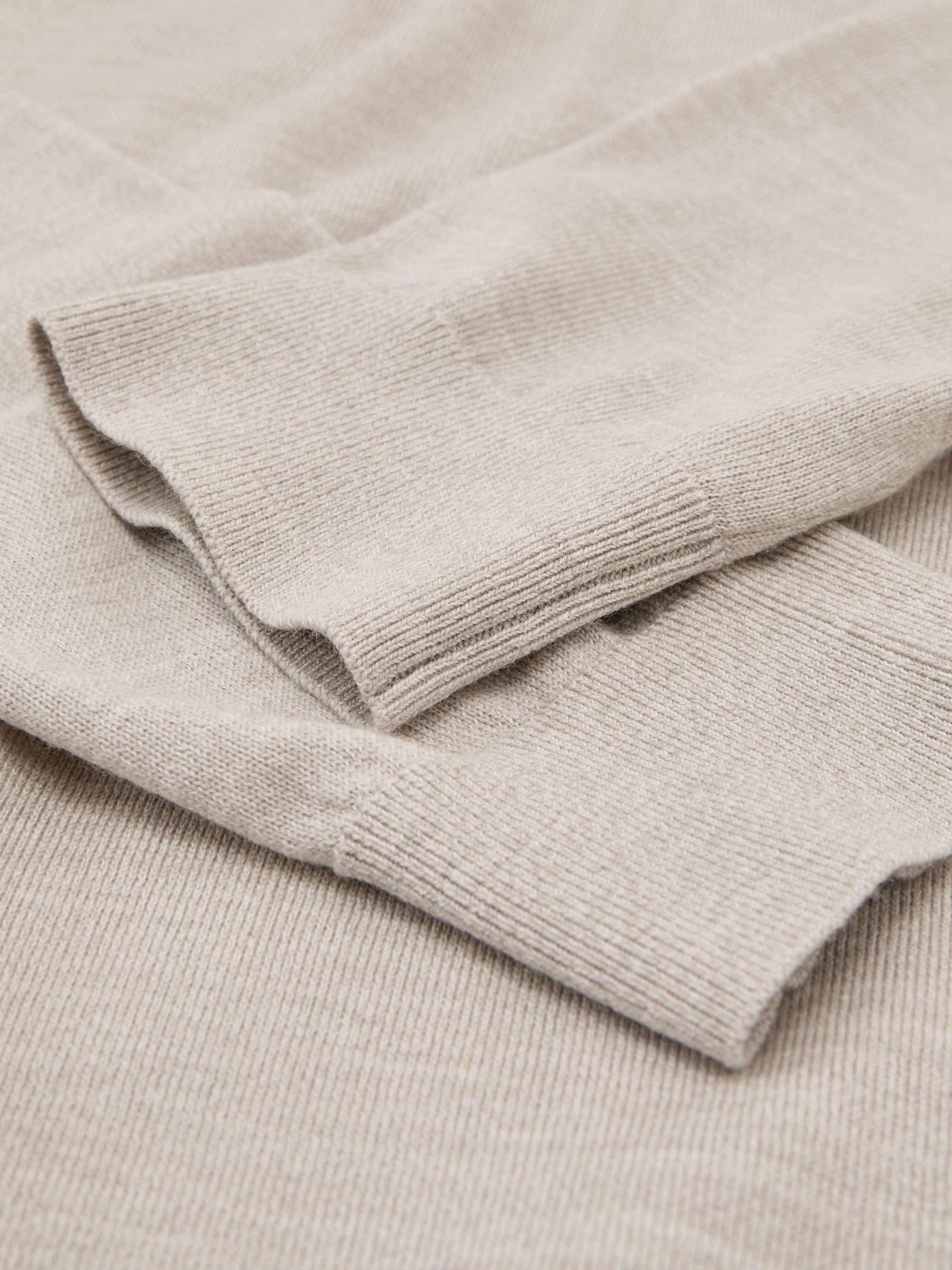 Merino Wool Half-Zip Funnel-Neck Jumper in Stone Mouline - Image 6 of 6