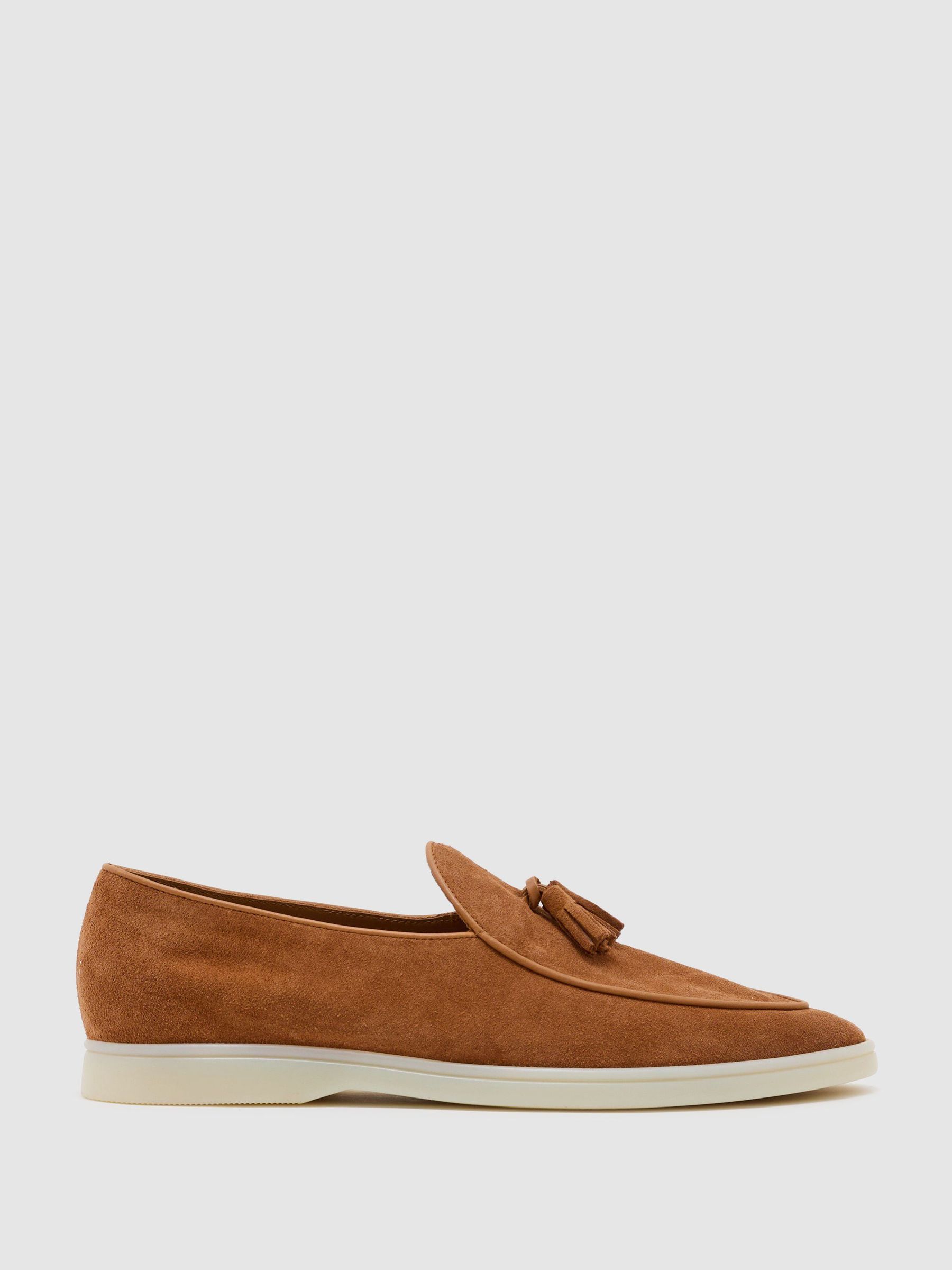 Suede Tassel Loafers in Camel Brown - Image 2 of 6 Suede Tassel Loafers in Camel Brown - Image 2 of 6