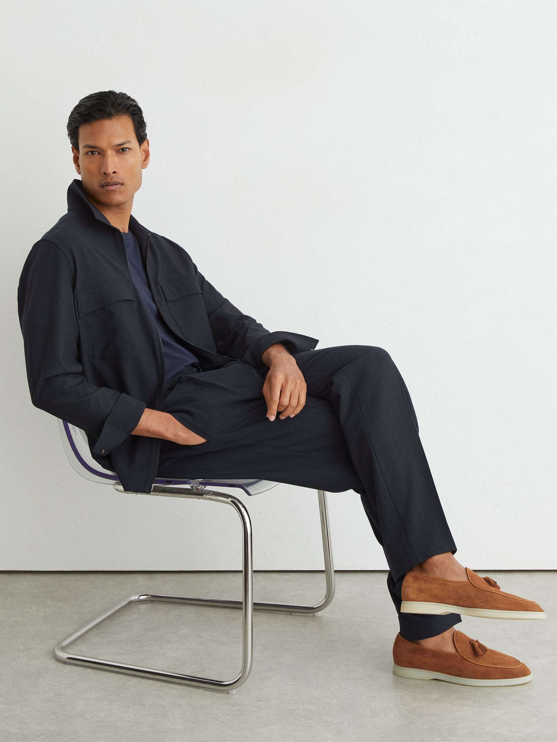 Suede Tassel Loafers in Camel Brown - Image 3 of 6