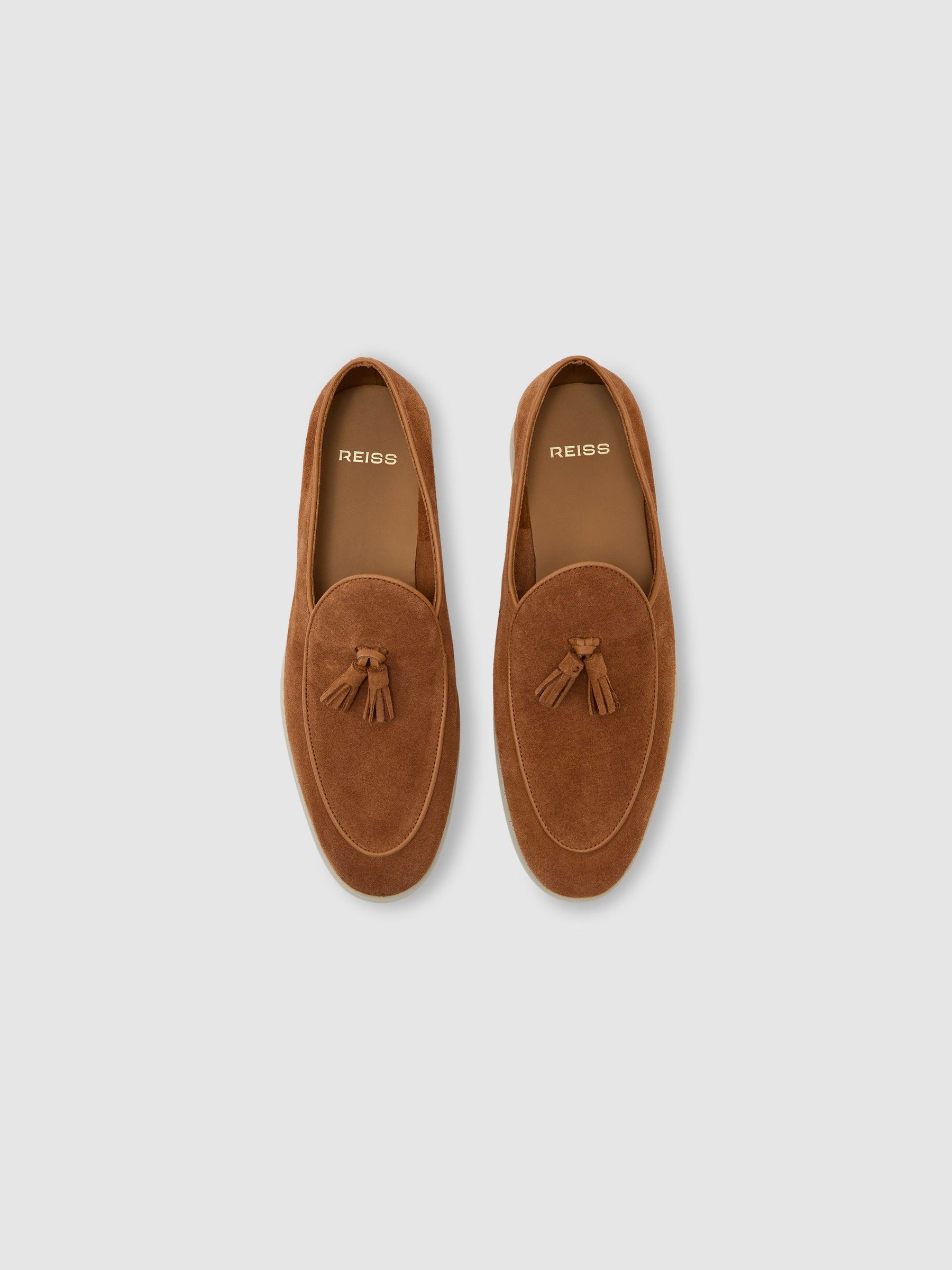 Suede Tassel Loafers in Camel Brown - Image 4 of 6