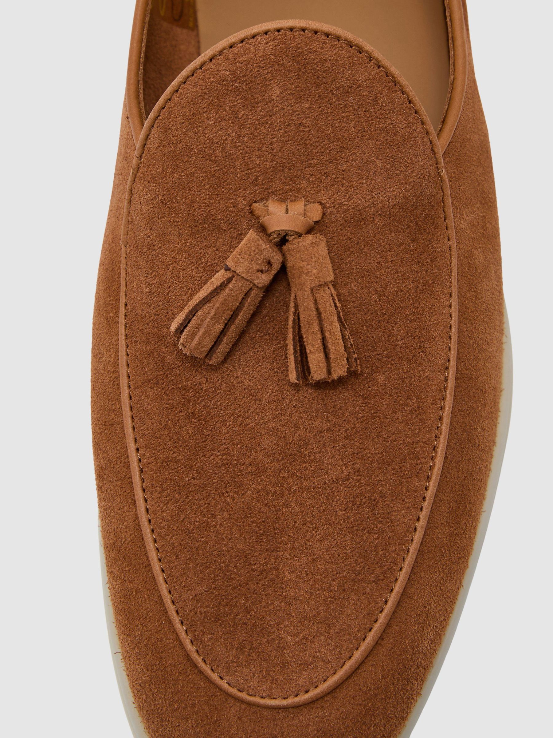 Suede Tassel Loafers in Camel Brown - Image 6 of 6